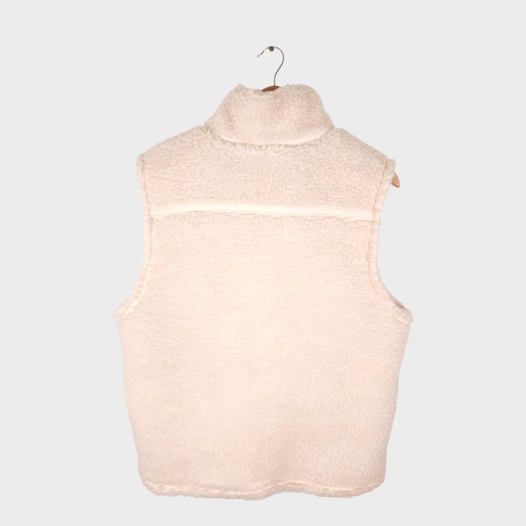 BEAMS PLUS Men's Ecru Wool Blend Fleece Zip Vest Gilet