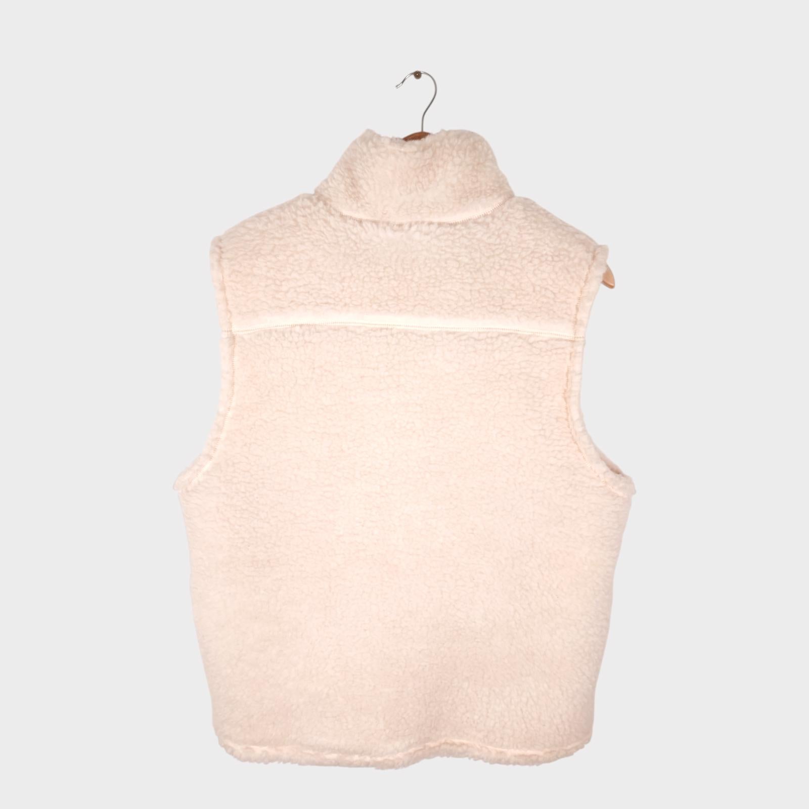 BEAMS PLUS Men's Ecru Wool Blend Fleece Zip Vest Gilet
