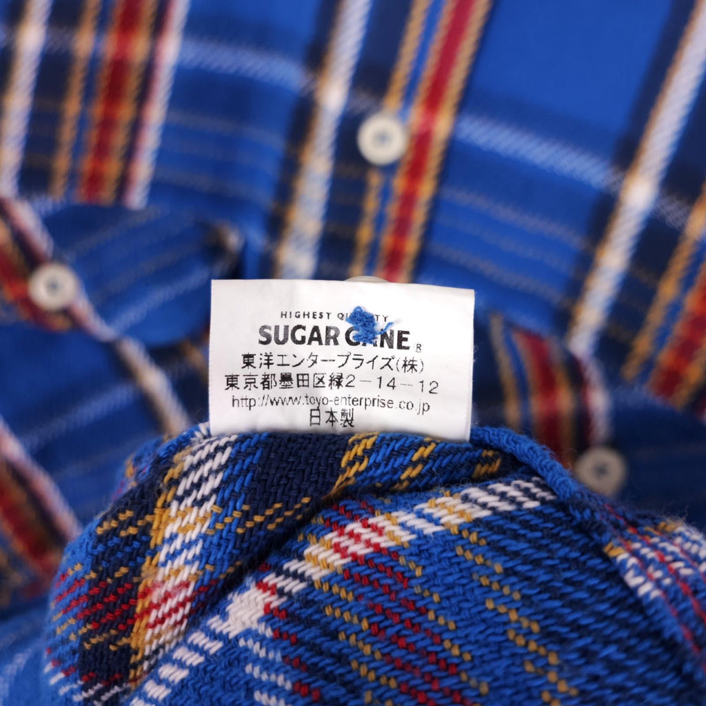 SUGAR CANE Men's Made in Japan Blue Checked Soft Twill Work Shirt