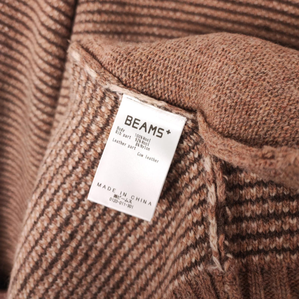 BEAMS PLUS Men's Beige 100% Heavyweight Wool Jacquard Patchwork Jacket