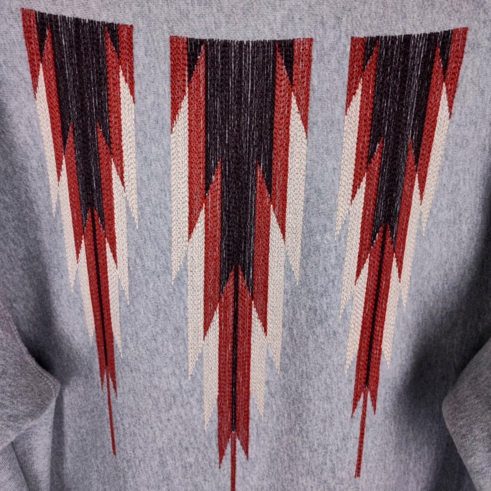 PHERROW'S Men's Grey Native Navajo Embroidery Zip Hoodie
