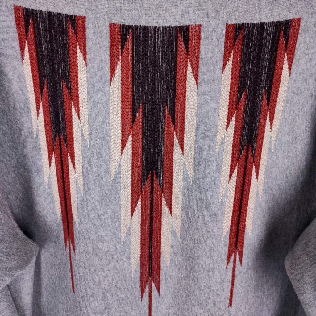 PHERROW'S Men's Grey Native Navajo Embroidery Zip Hoodie