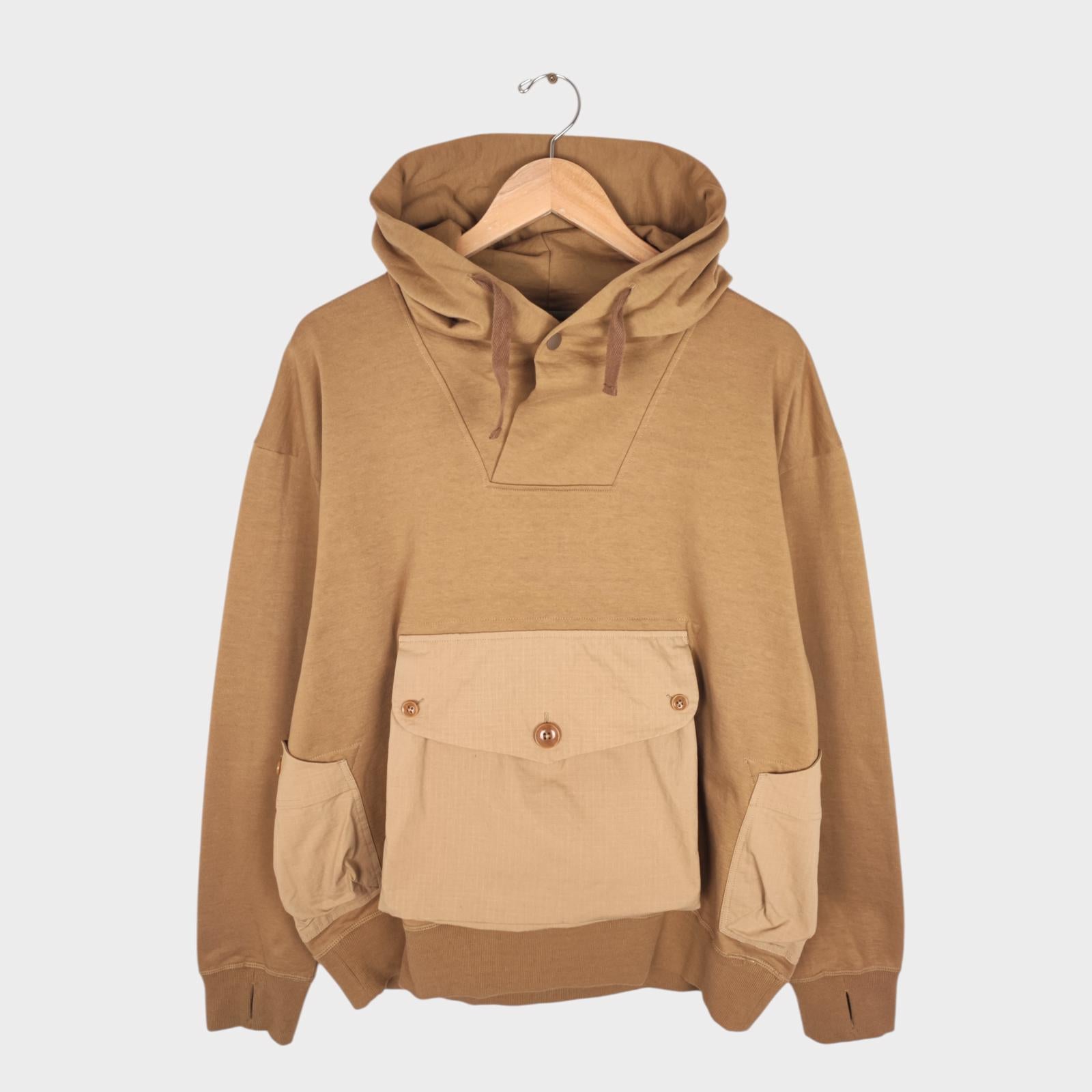 NORBIT BY HIROSHI NOZAWA Men's Coyote Beige Shawl Collar Sweat Hoodie