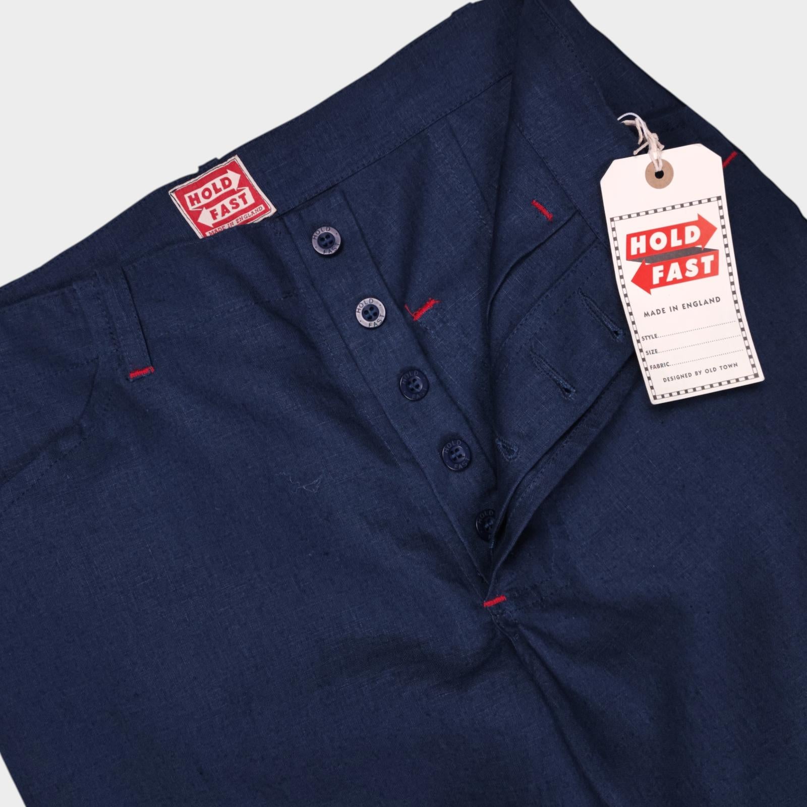 HOLD FAST by OLD TOWN Men's Made in England Navy Linen Trousers