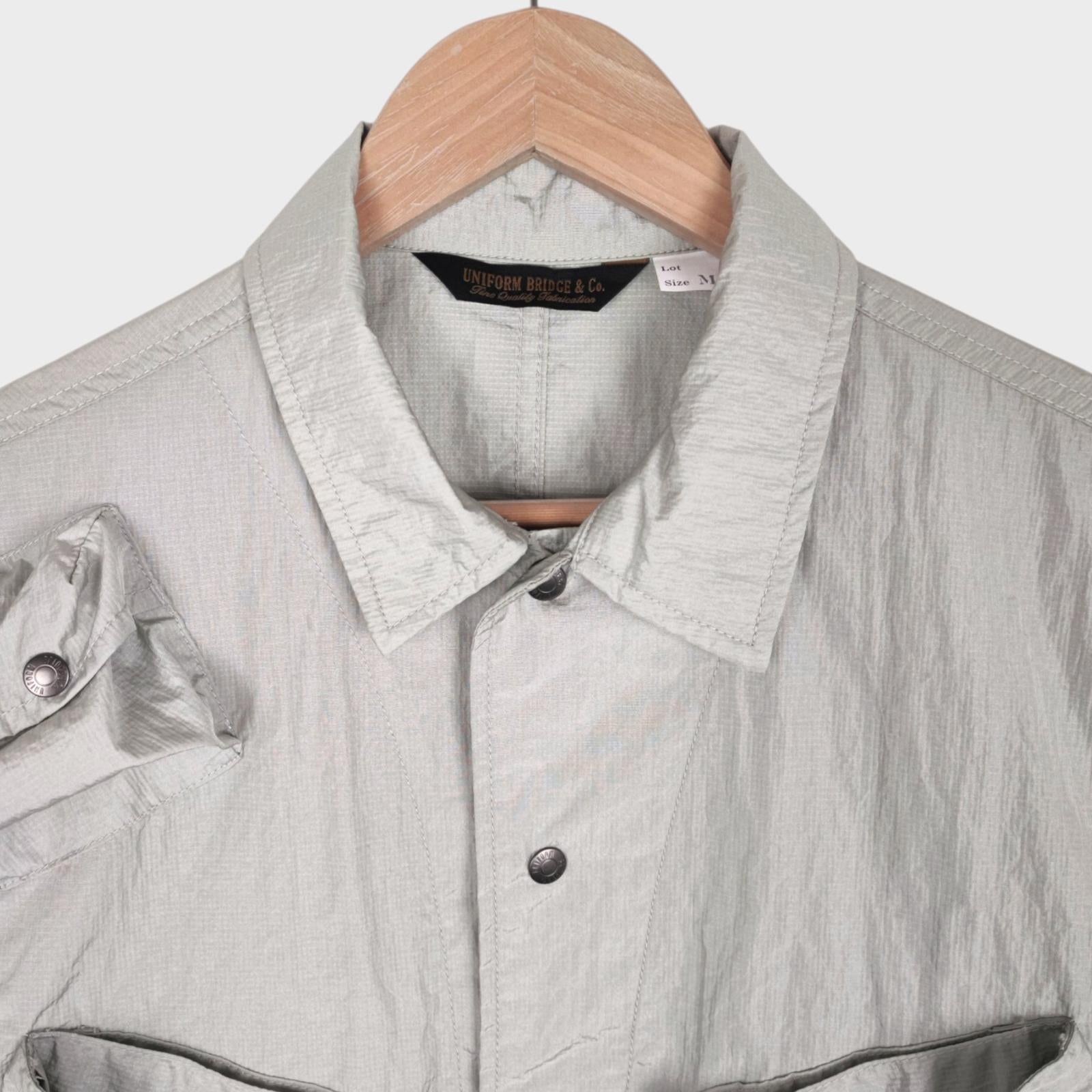 UNIFORM BRIDGE Men's Off-White/Light Grey Waterproof Nylon Utility Jacket