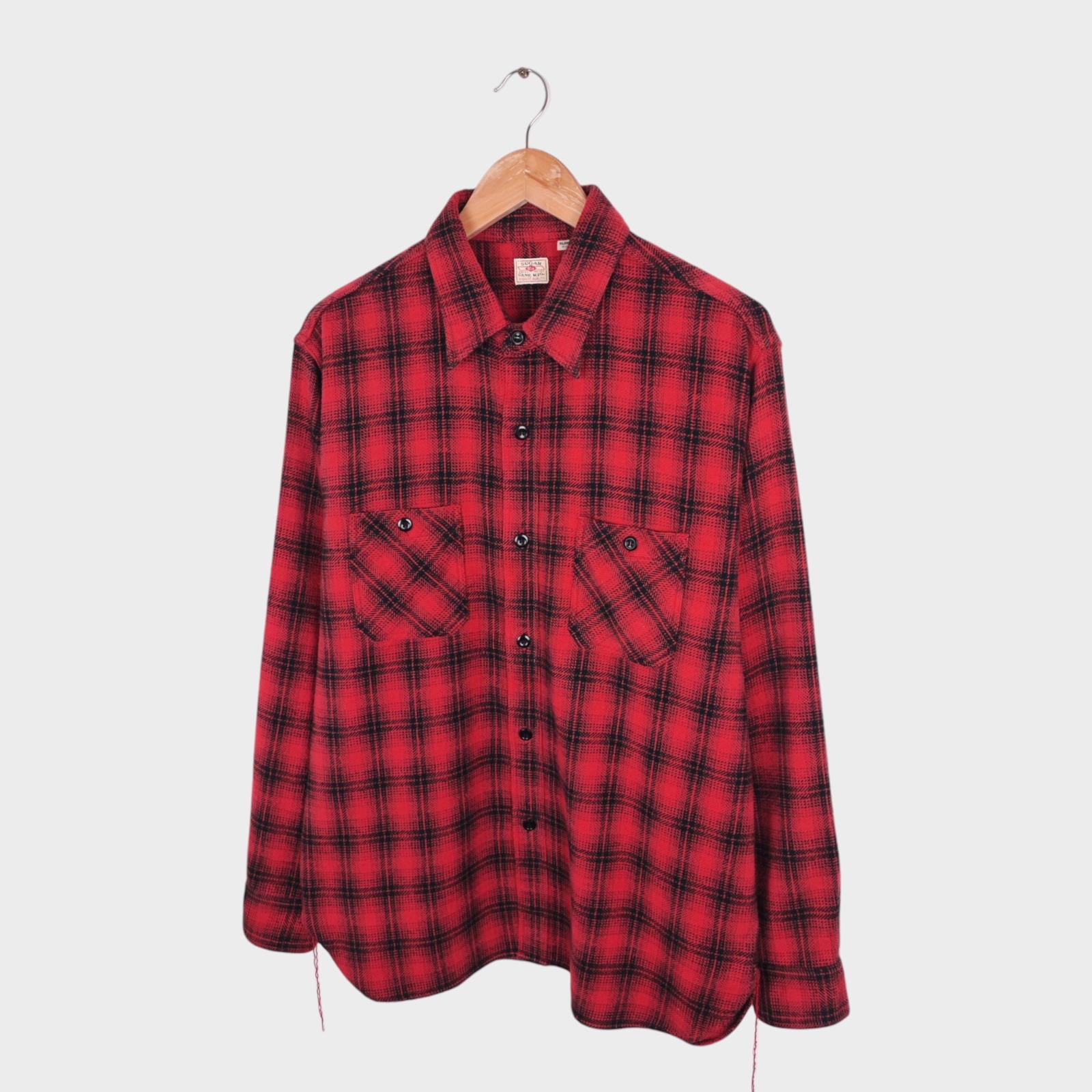SUGAR CANE Men's Made in Japan Red Check Soft Flannel Work Shirt