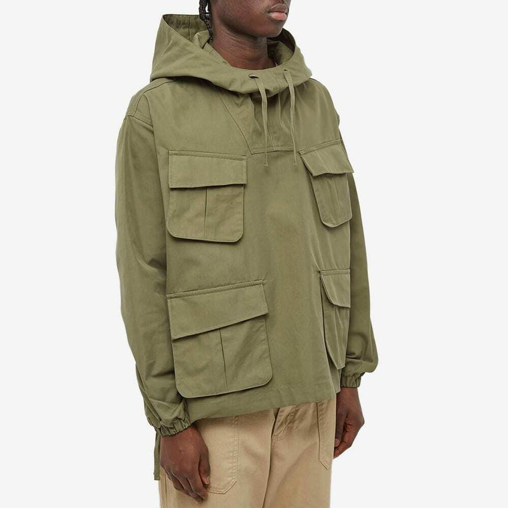 UNIFORM BRIDGE Men's Green Cotton Blend Military Fatigue Hooded Smock Jacket