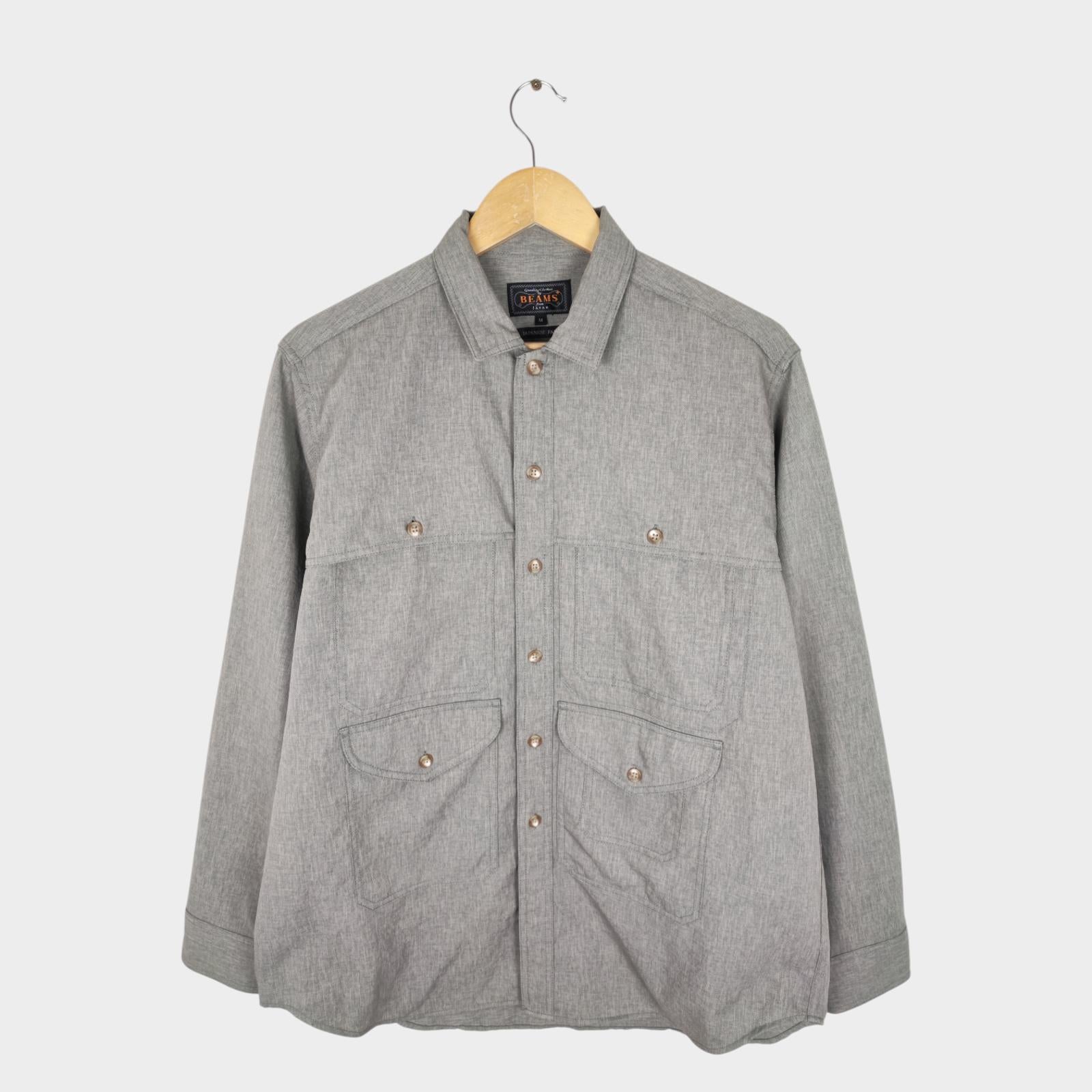 BEAMS PLUS Men's Light Green Relaxed Fit Adventure Cruiser Overshirt