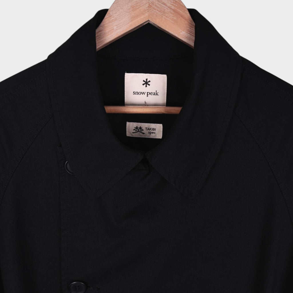 SNOW PEAK Men's Black Takibi Spec Utility Trench Coat