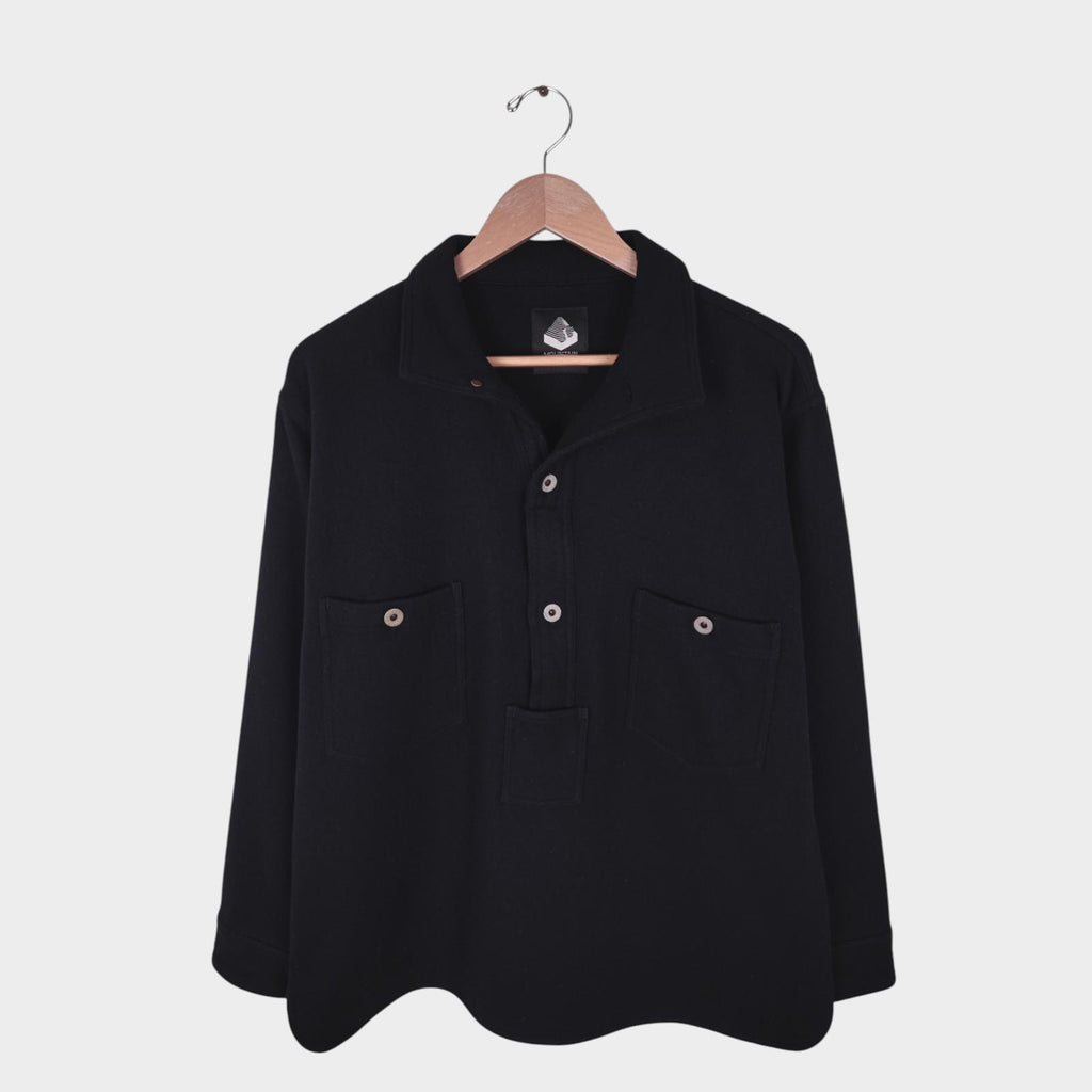 MOUNTAIN RESEARCH Men's Black Made in Japan Wool Blend Pullover Timber Overshirt