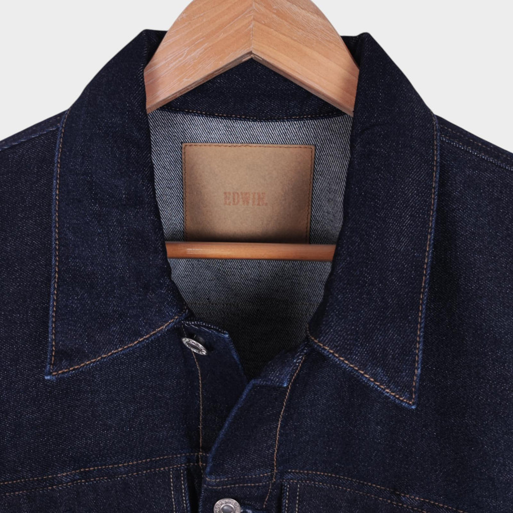 EDWIN Japan Men's Dark Blue Cropped Trucker Jacket