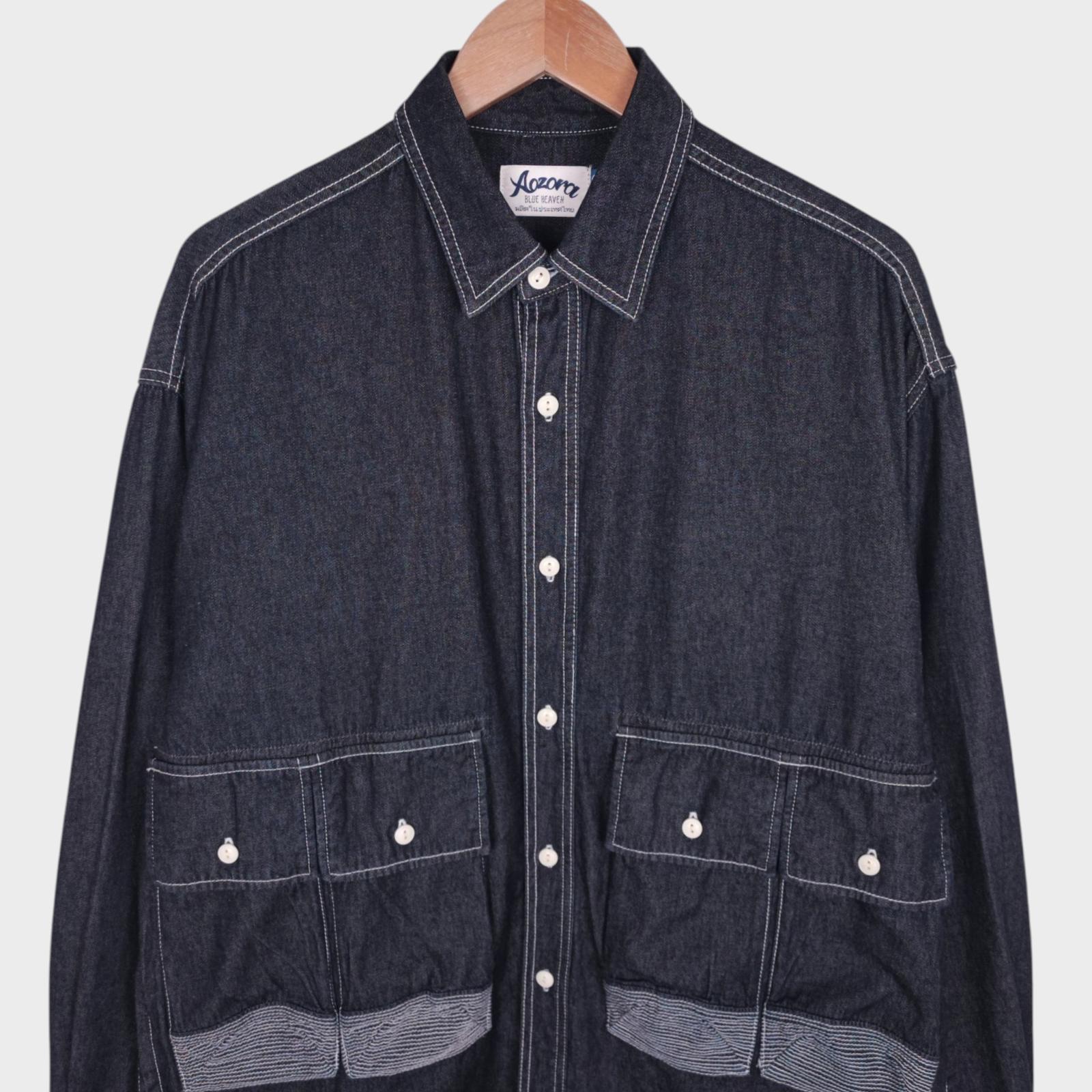 AOZORA BLUE HEAVEN Japan Men's Dark Blue Oversized Utility Denim Jacket