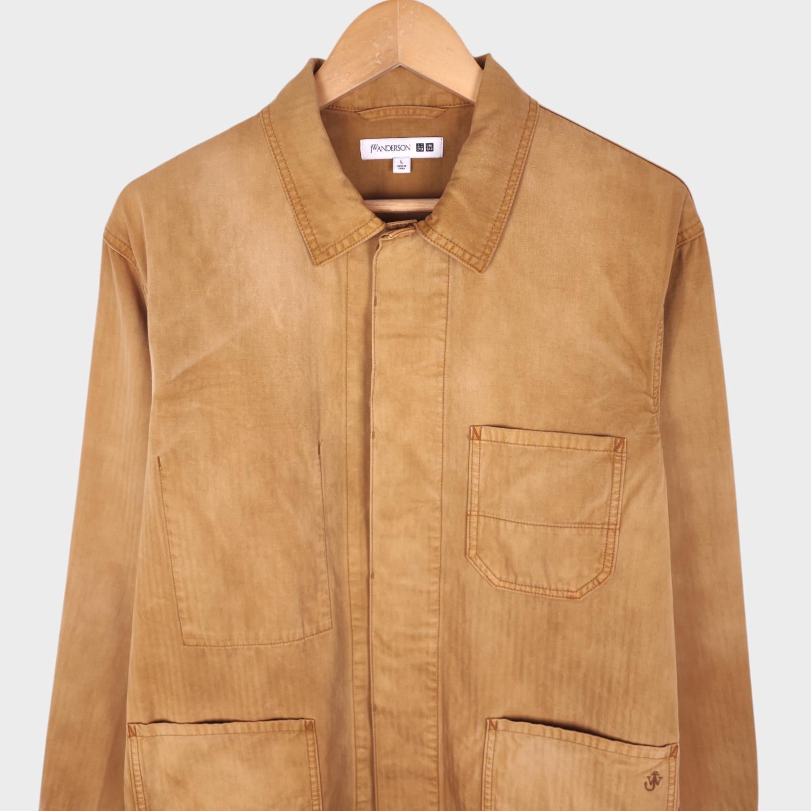 JW ANDERSON x UNIQLO Men's Washed Brown Embroidered Logo Chore Jacket