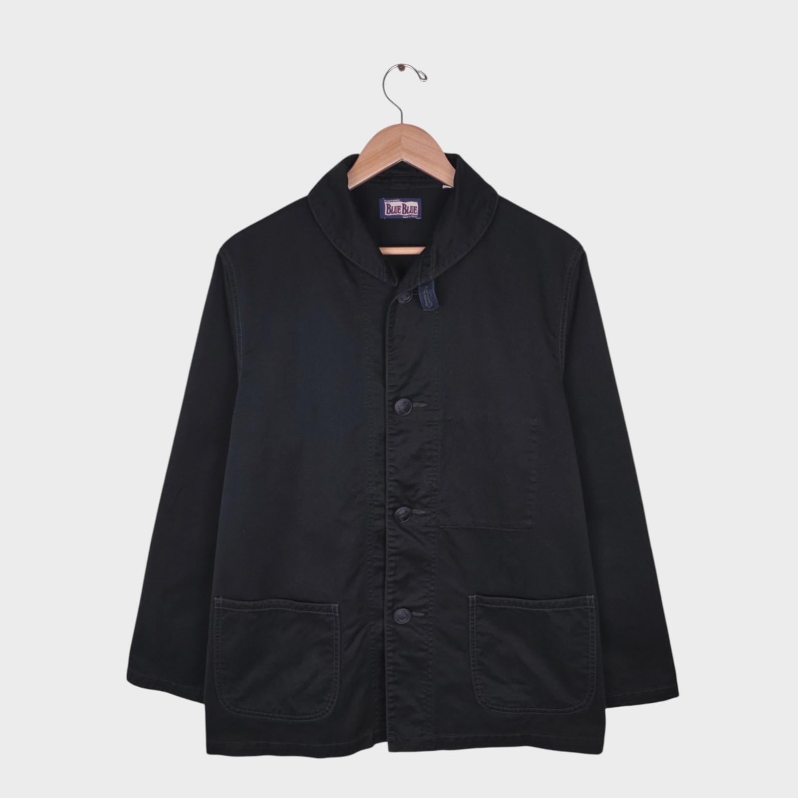 BLUE BLUE JAPAN Men's Made in Japan Black Shawl Collar Cotton Chore Jacket