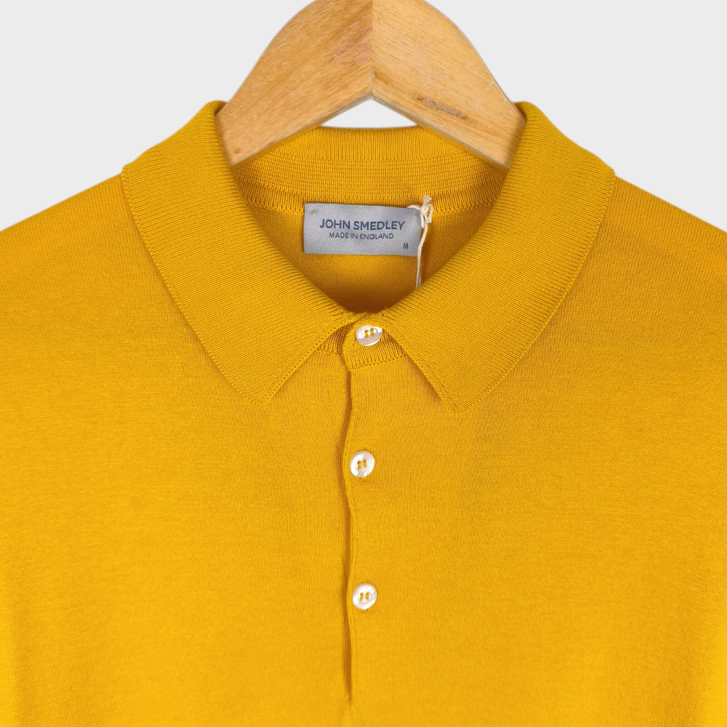 JOHN SMEDLEY Men's Lemon Zest Yellow 100% Sea Island Cotton Reid Polo Shirt