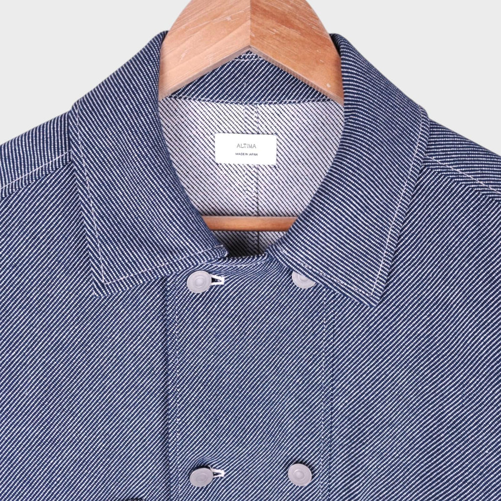 ALTIMA Men's Made in Japan Double Breasted Fine Stripe Chore Jacket