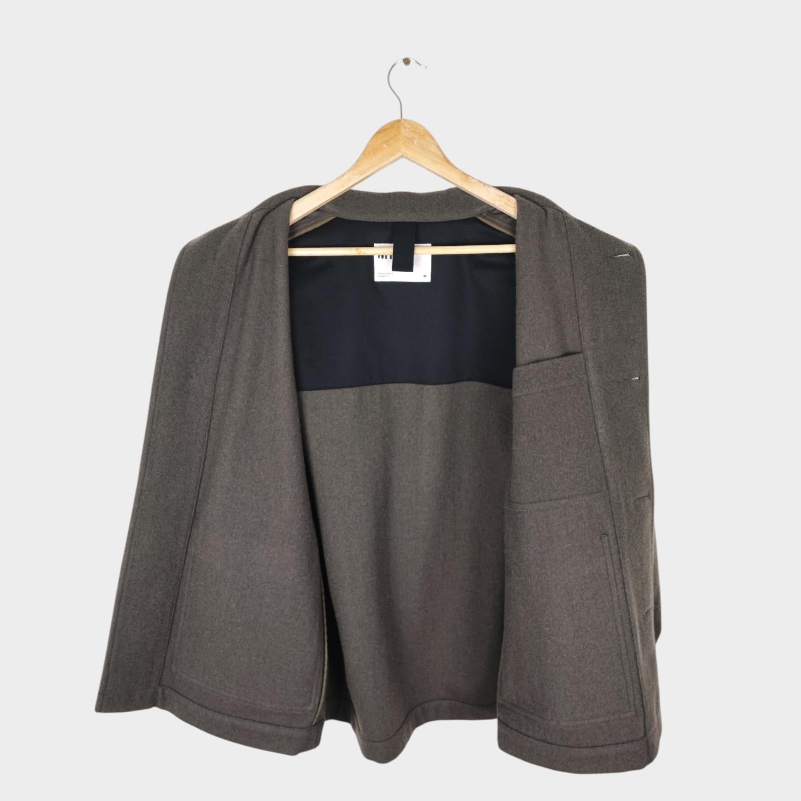 MHL MARGARET HOWELL Men's Pale Khaki Green 100% Wool Chore Coat Jacket