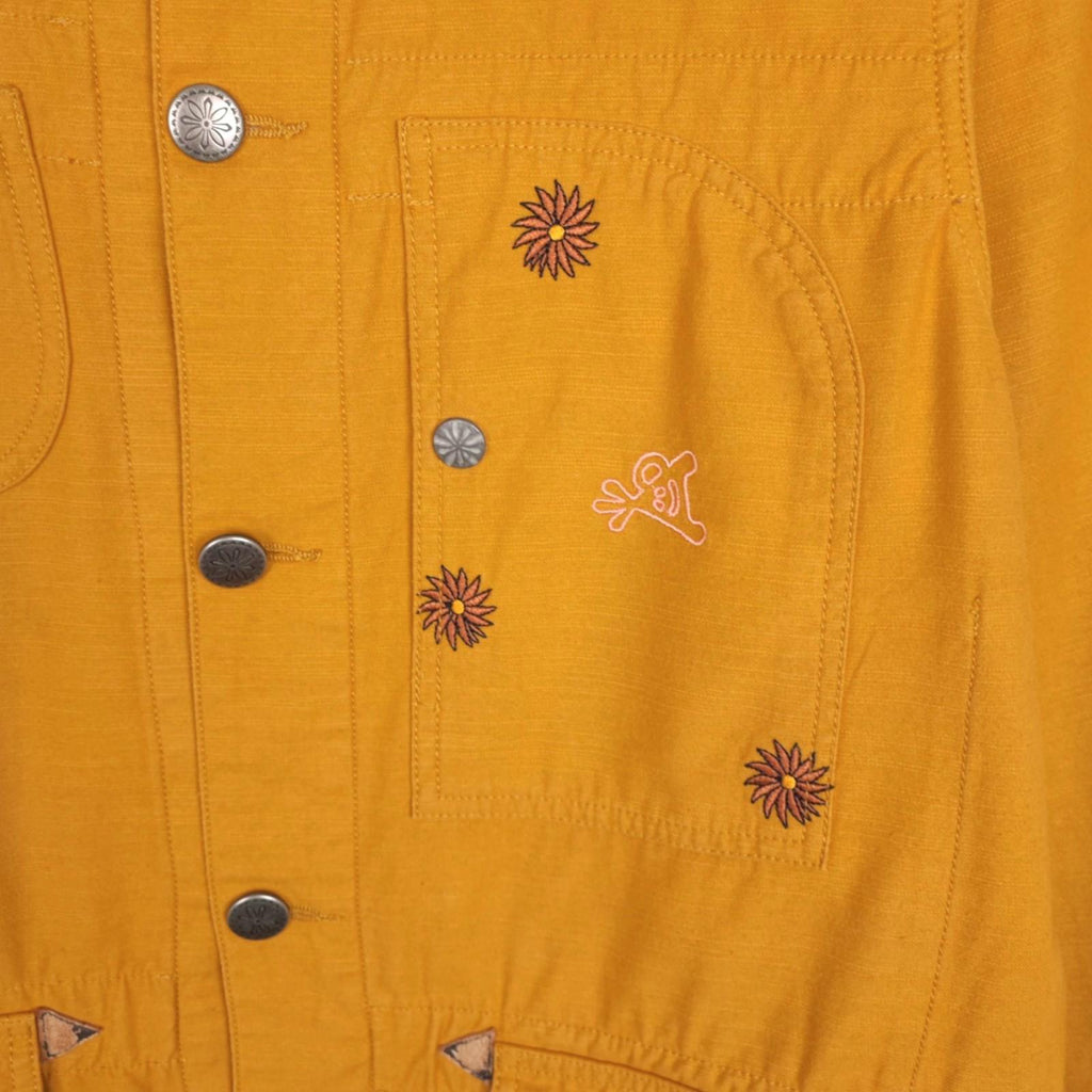 GO SLOW CARAVAN Men's Yellow Embroidered Chore Jacket