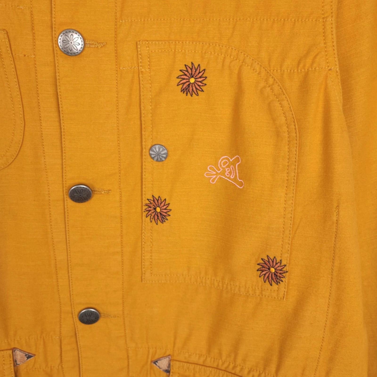 GO SLOW CARAVAN Men's Yellow Embroidered Chore Jacket