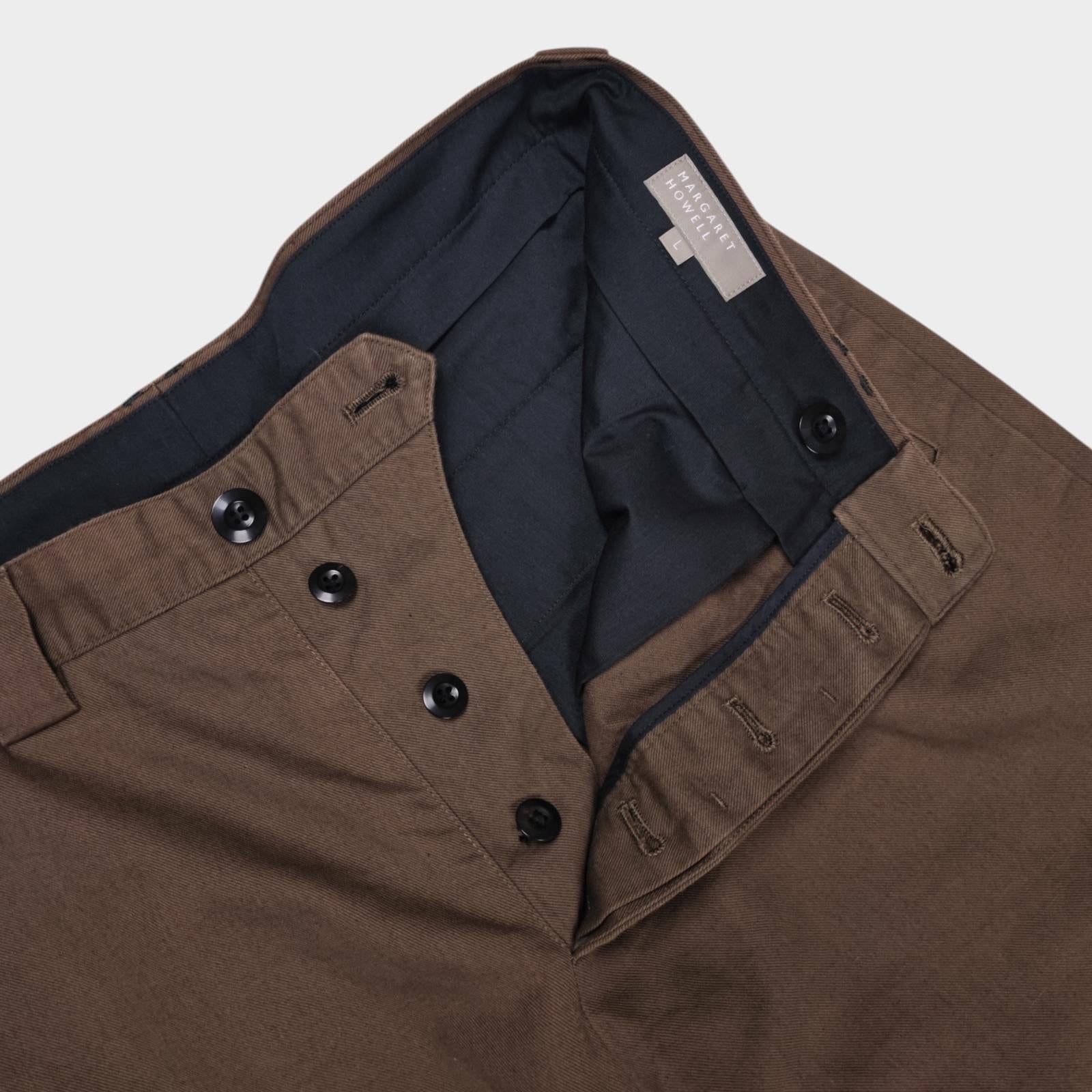 MARGARET HOWELL Men's Khaki Cotton/Linen Chino Trousers