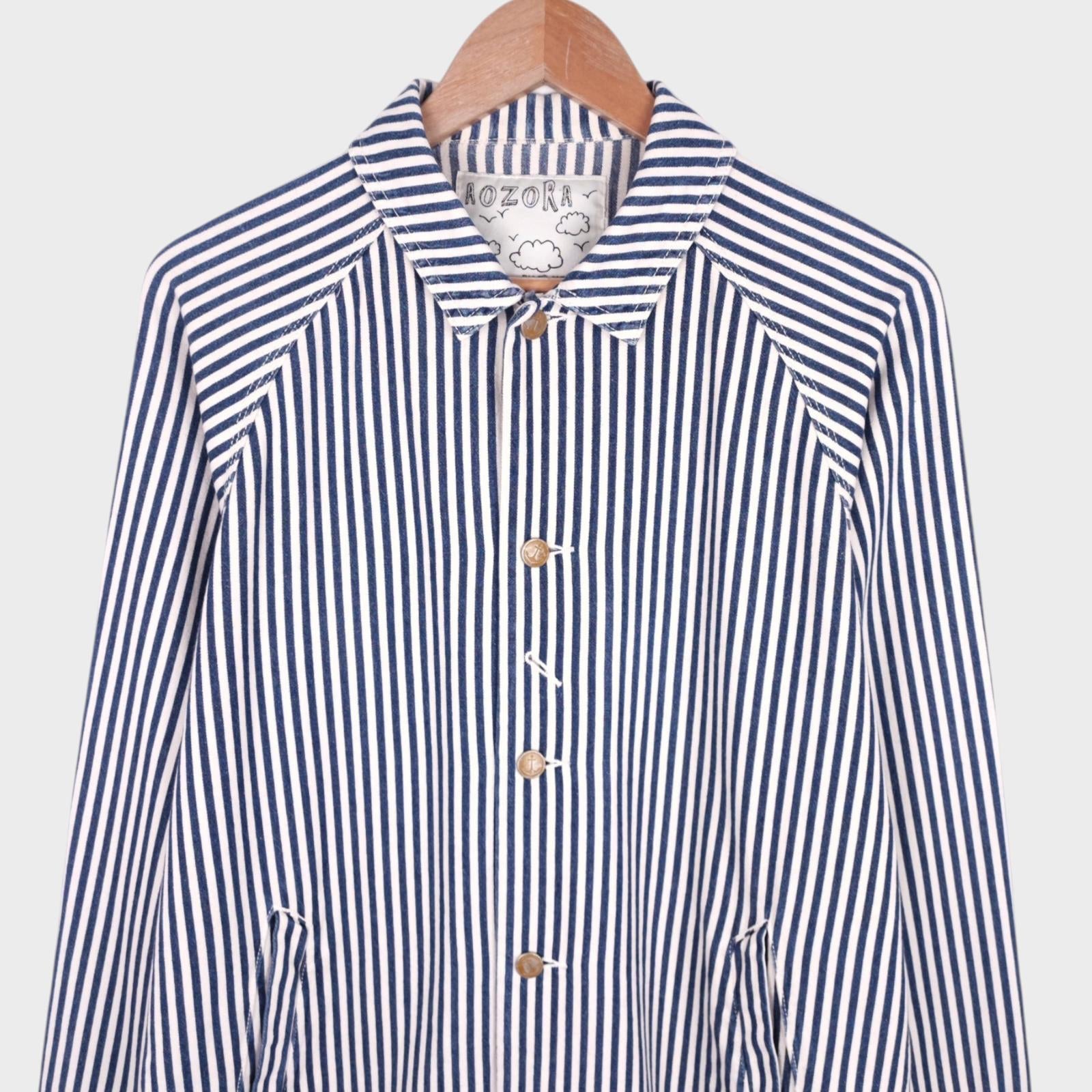 AOZORA BLUE HEAVEN Japan Men's Blue Hickory Stripe Chore Jacket