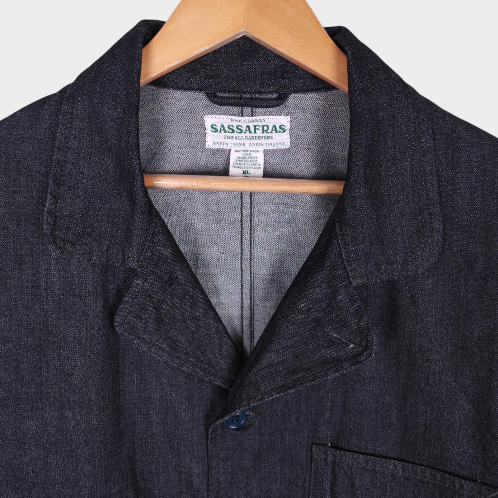 SASSAFRAS Men's Made in Japan Blue Denim Sprayer Chore Jacket