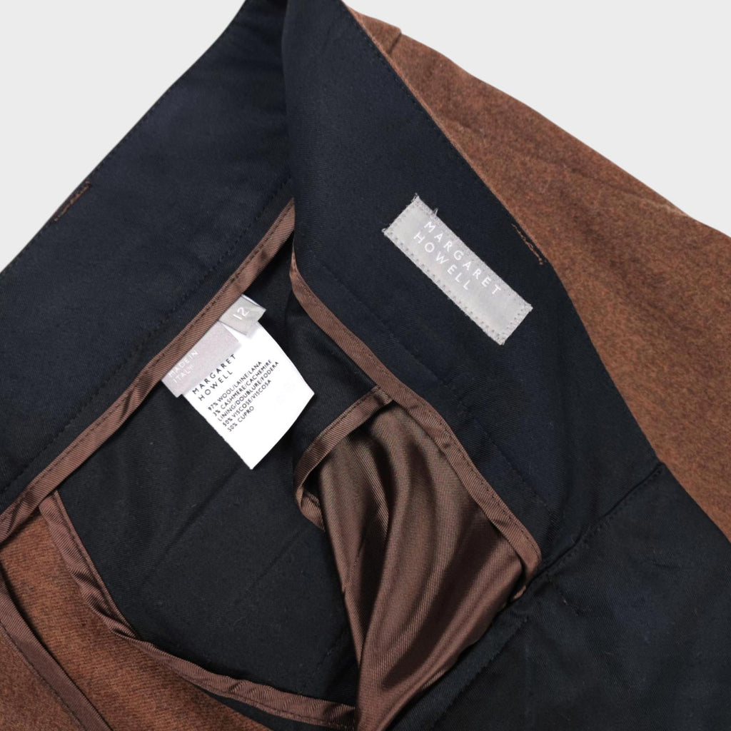 MARGARET HOWELL Women's Brown Made in Italy Wool Cashmere Trousers