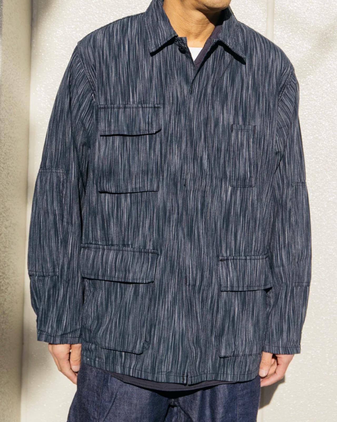 POST OVERALLS Men's Made in Japan Indigo Blue Ikat BDU-R Chore Jacket