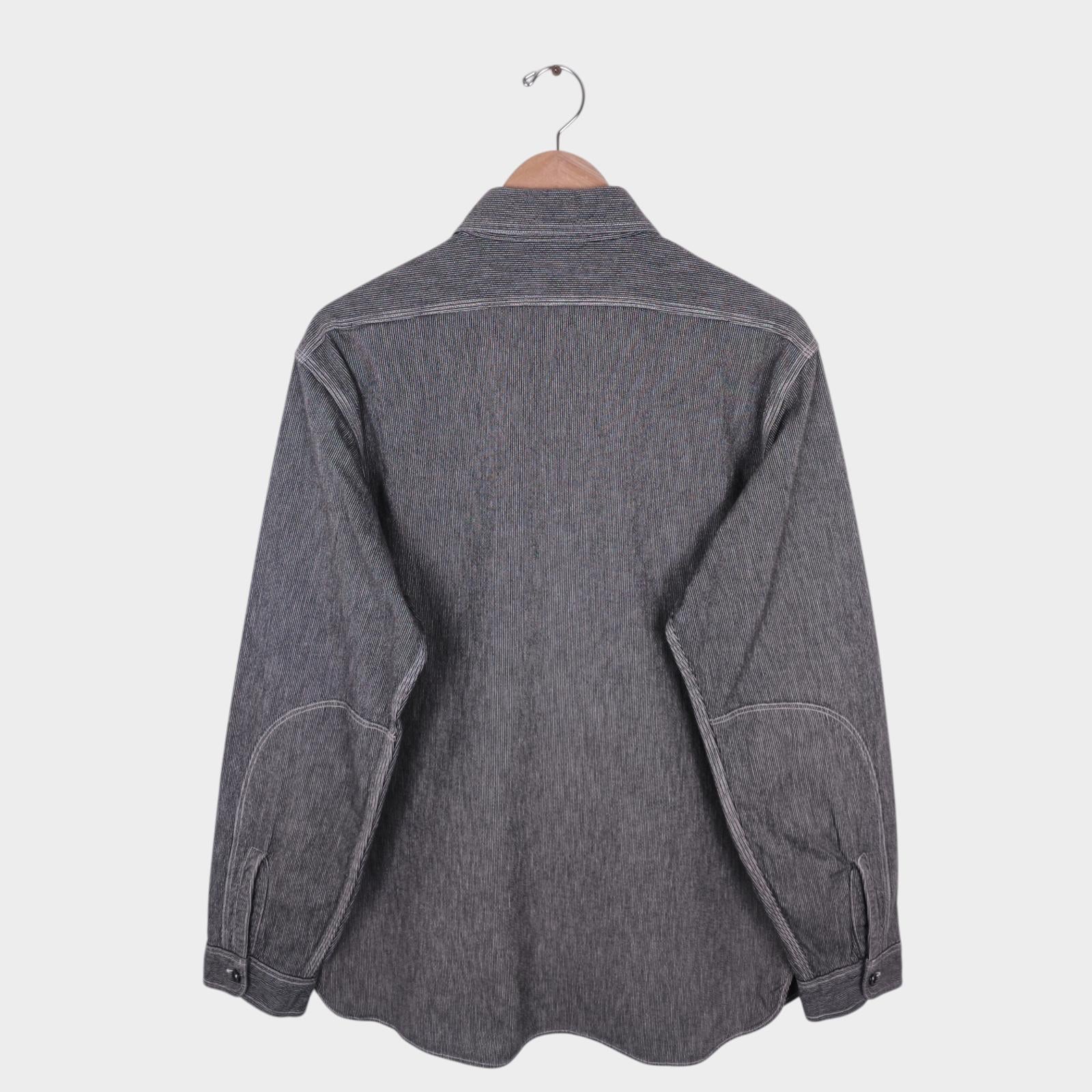 SUGAR CANE Men's Made in Japan Grey Fine Striped Work Shirt