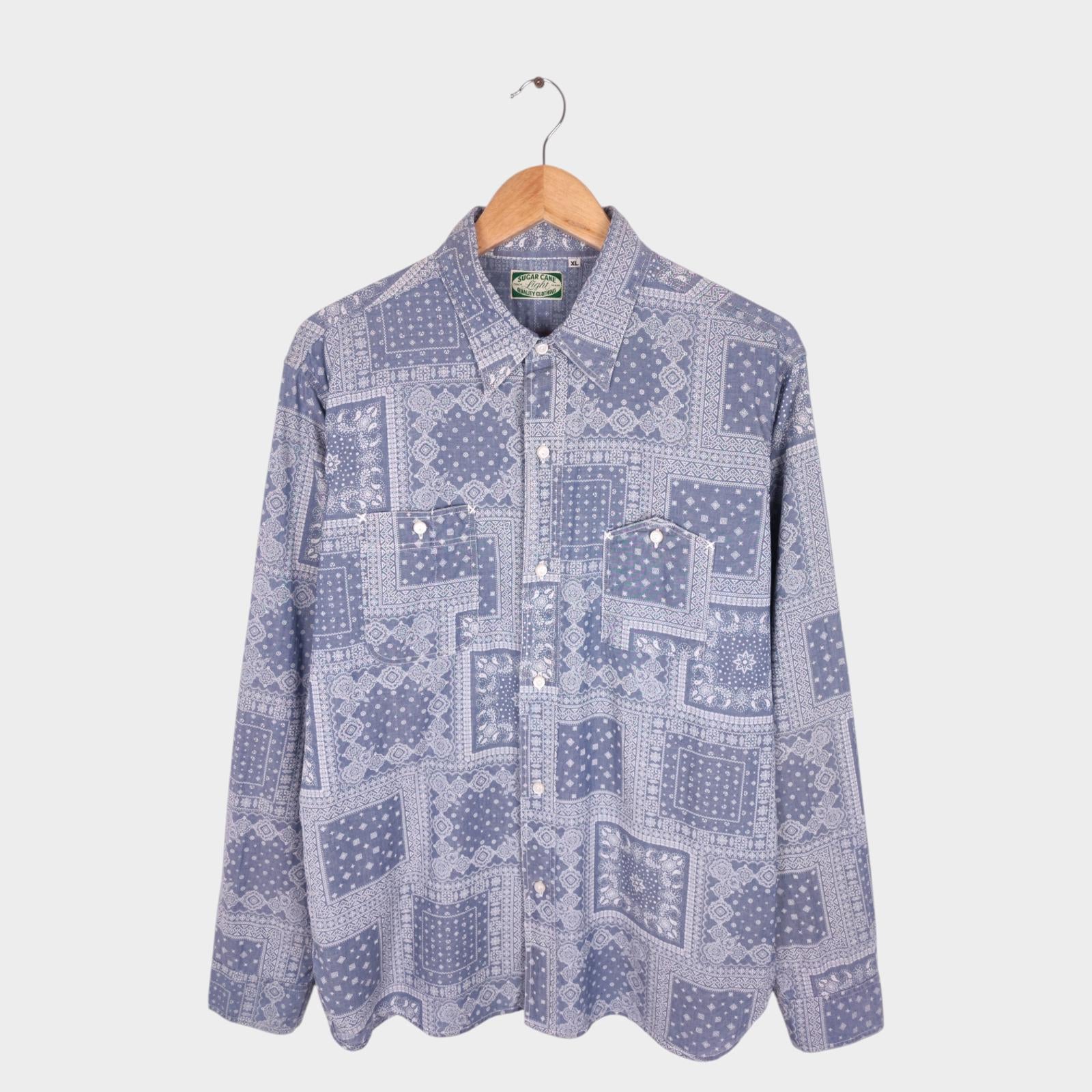 SUGAR CANE Men's Made in Japan Bandana Paisley Print Shirt