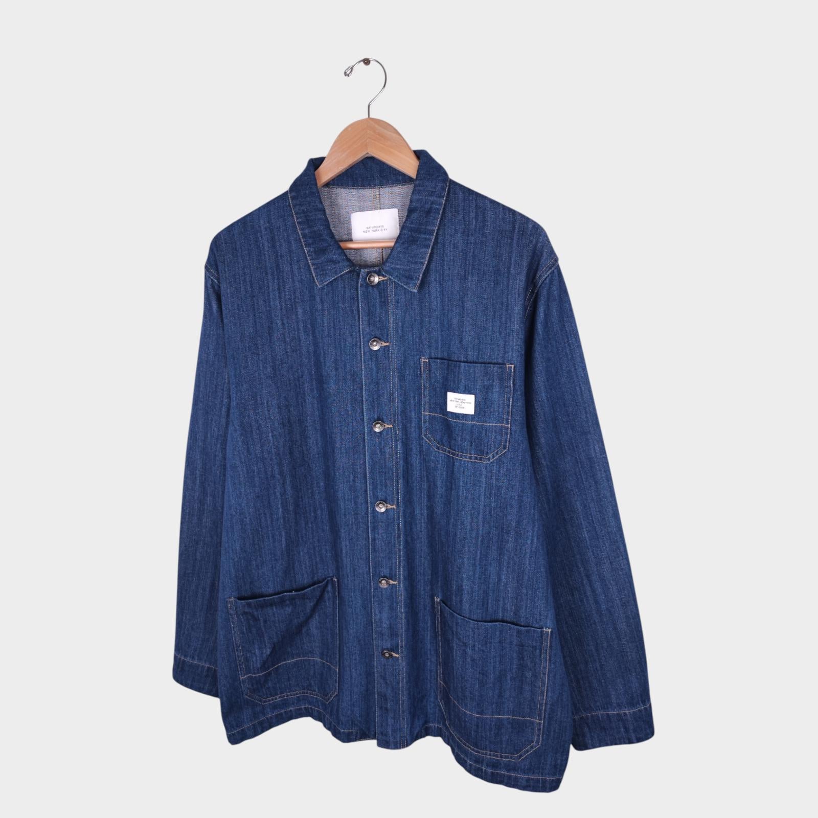 SATURDAYS NYC Men's Blue Denim Utility Chore Jacket