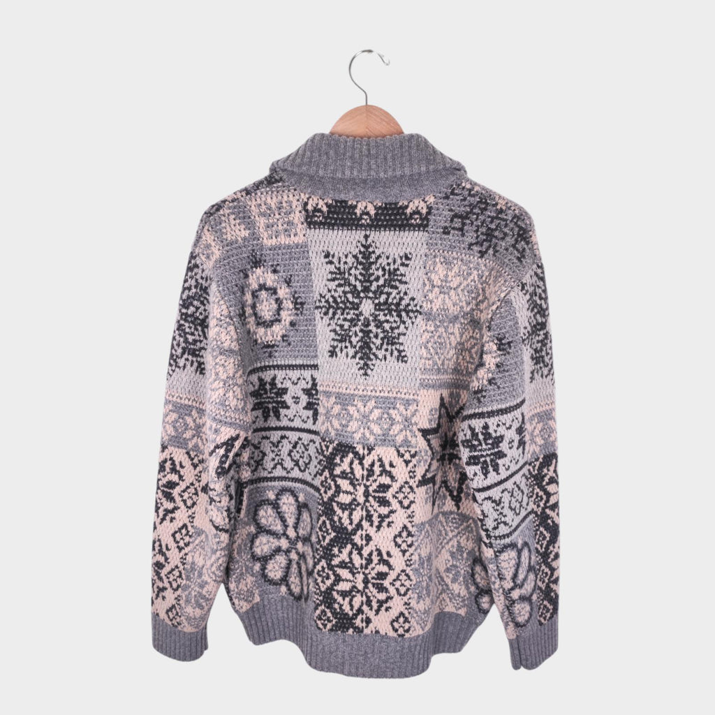 BEAMS PLUS Men's Grey 100% Heavyweight Wool Jacquard Patchwork Jacket