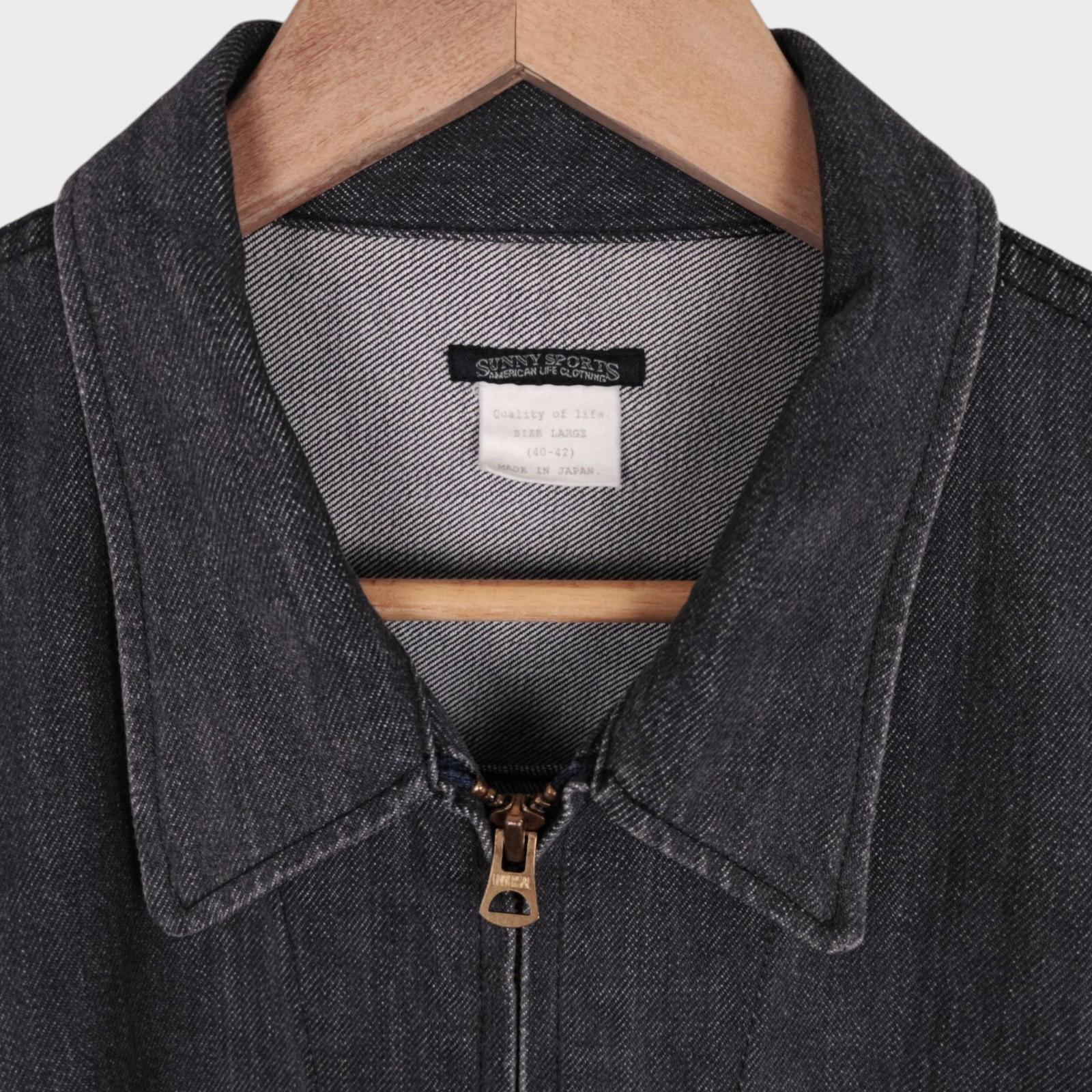 SUNNY SPORTS Men's Made in Japan Grey Oversized Fit Denim Bomber Jacket