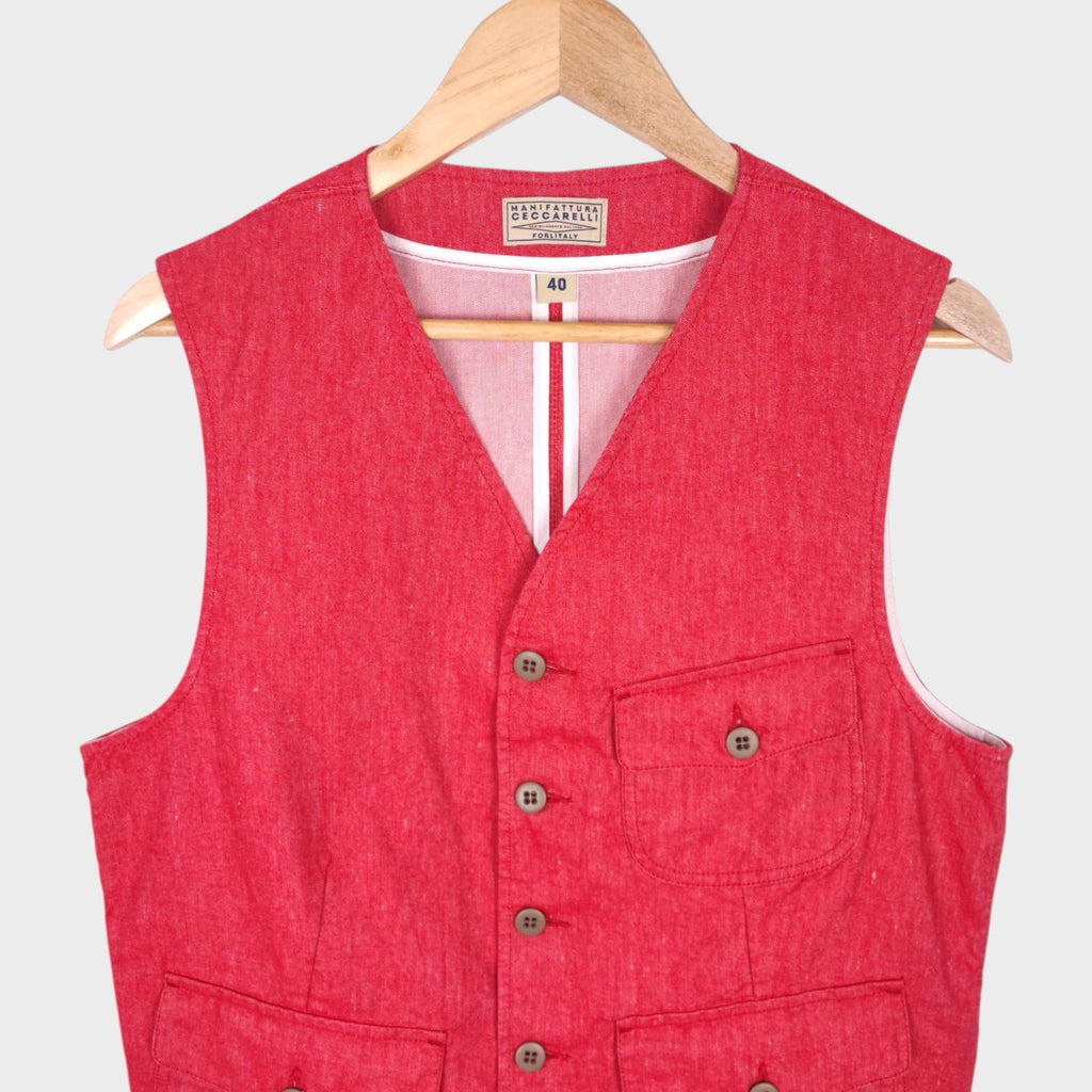 MANIFATTURA CECCARELLI Men's Pastel Red Made in Italy Waistcoat
