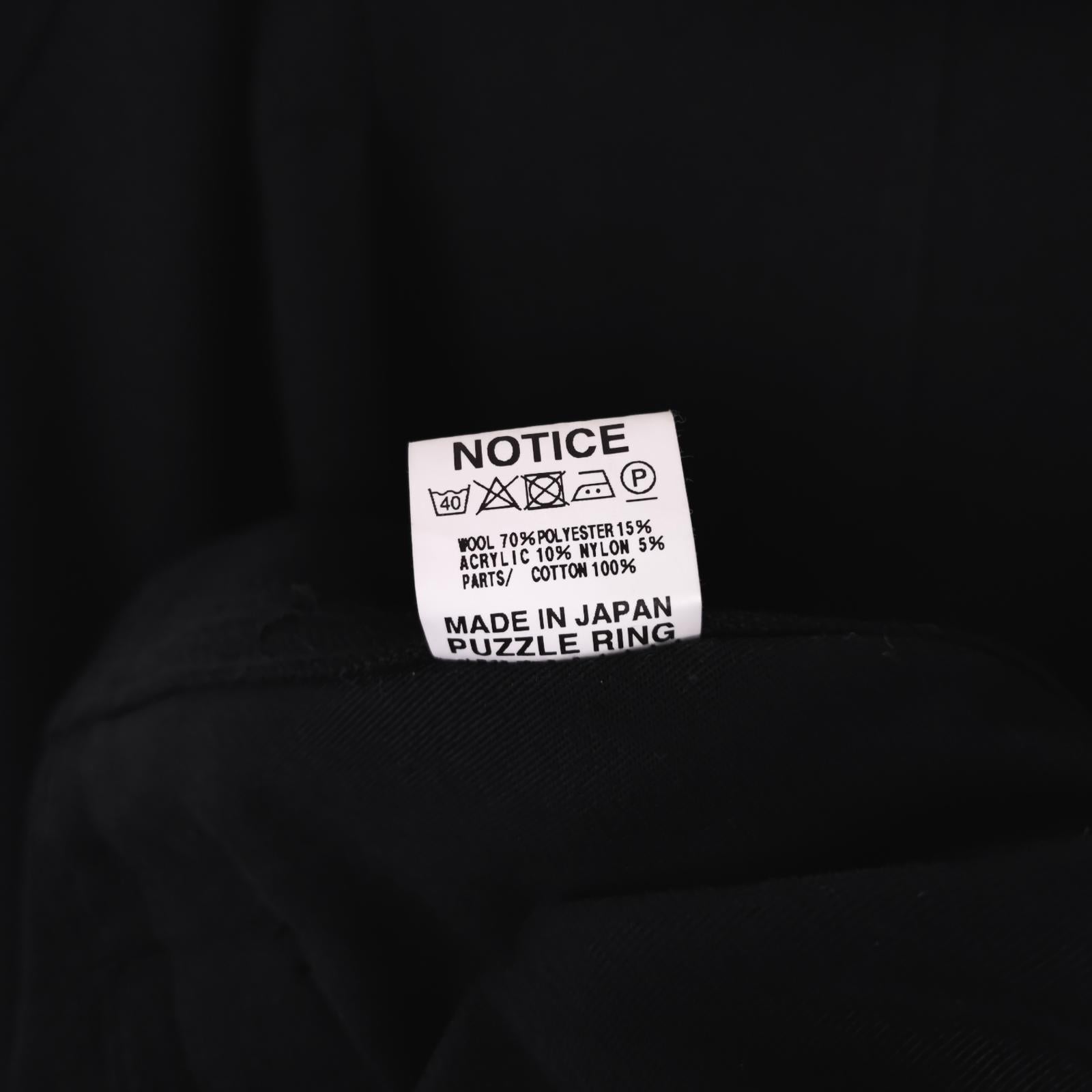 Sassafras Men's Made in Japan Black Wool Blend Whole Leaf Coat Jacket