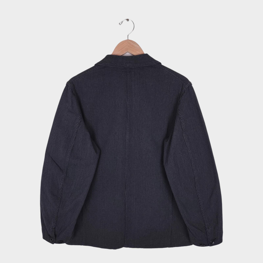 SUGAR CANE Men's Made in Japan Dark Grey Striped Cotton Chore Jacket