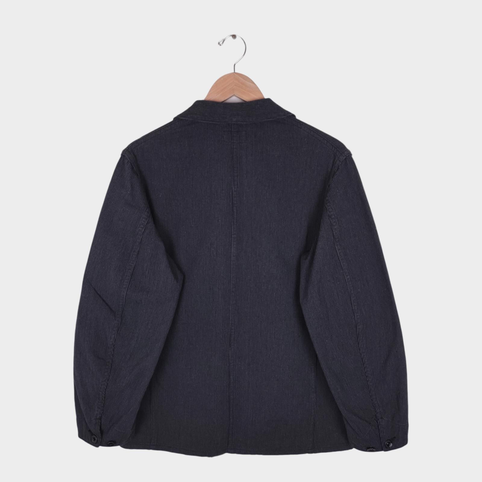SUGAR CANE Men's Made in Japan Dark Grey Striped Cotton Chore Jacket