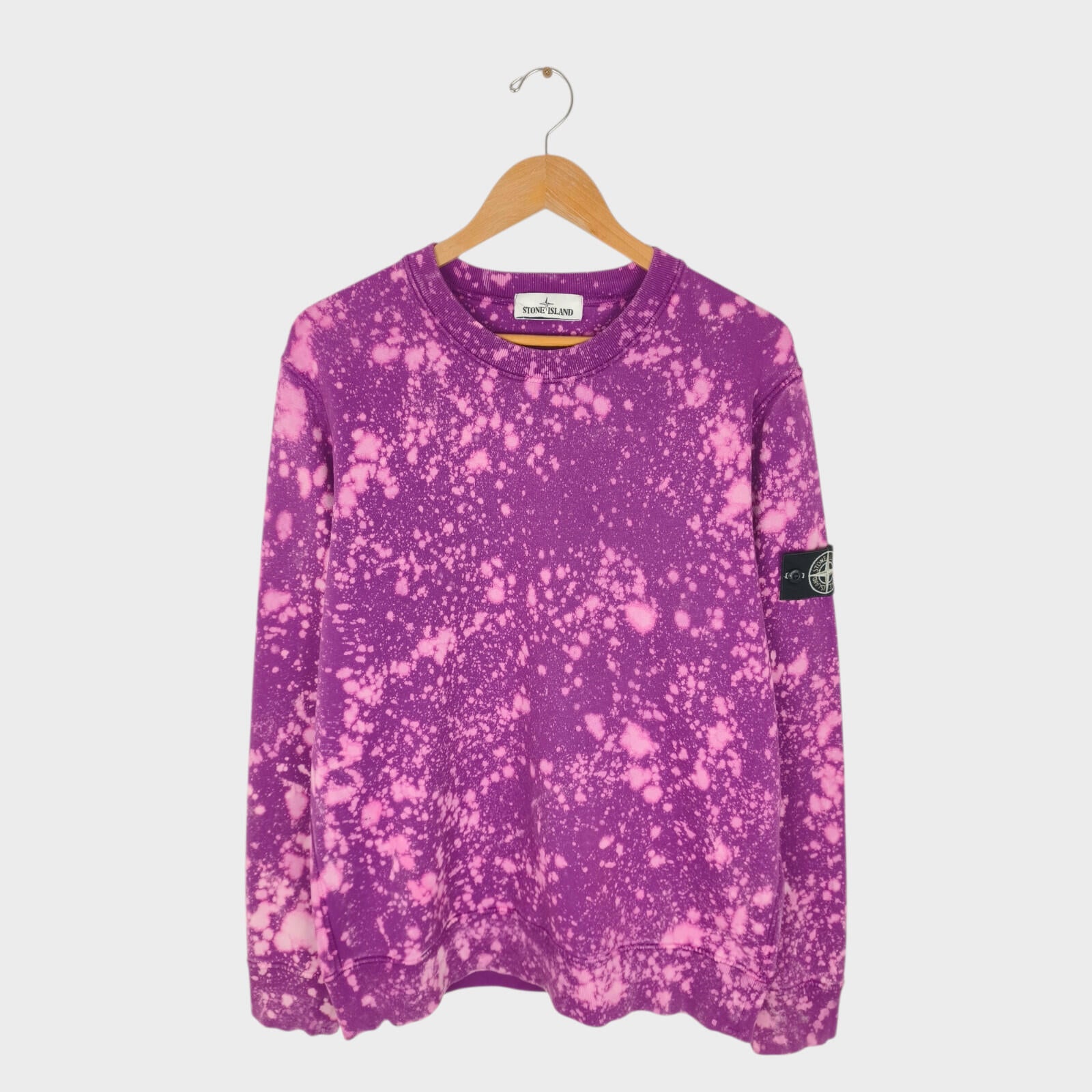 STONE ISLAND Men's Purple Custom Acid Dye Compass Badge Sweatshirt