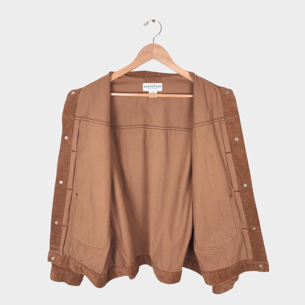SASSAFRAS Men's Made in Japan Brown Gardener Trucker Jacket