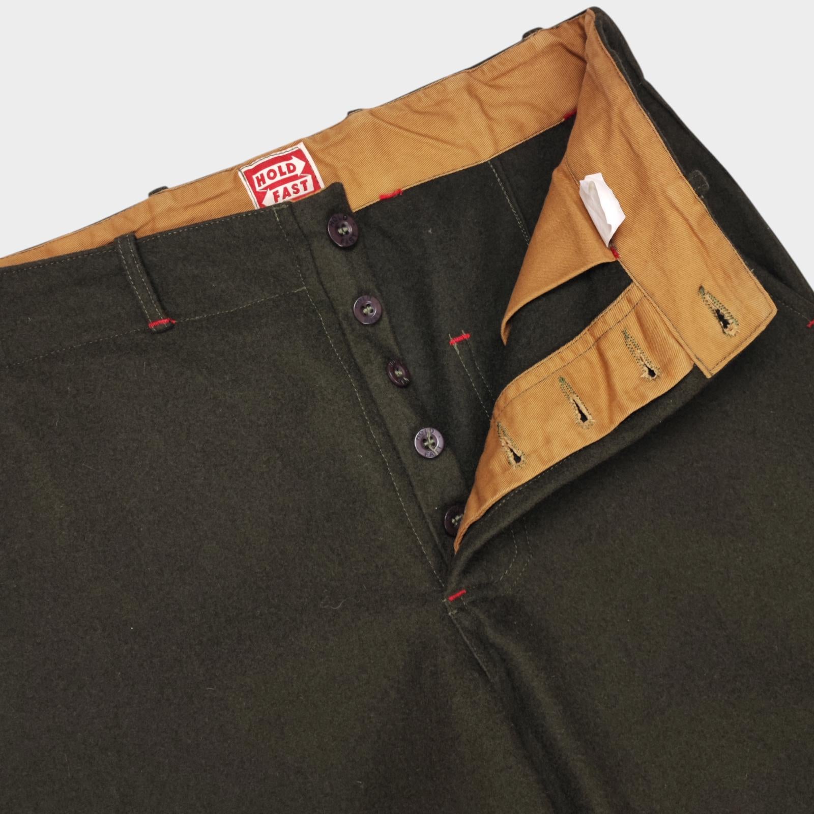 HOLD FAST by OLD TOWN Men's Made in England Green 100% Wool Trousers