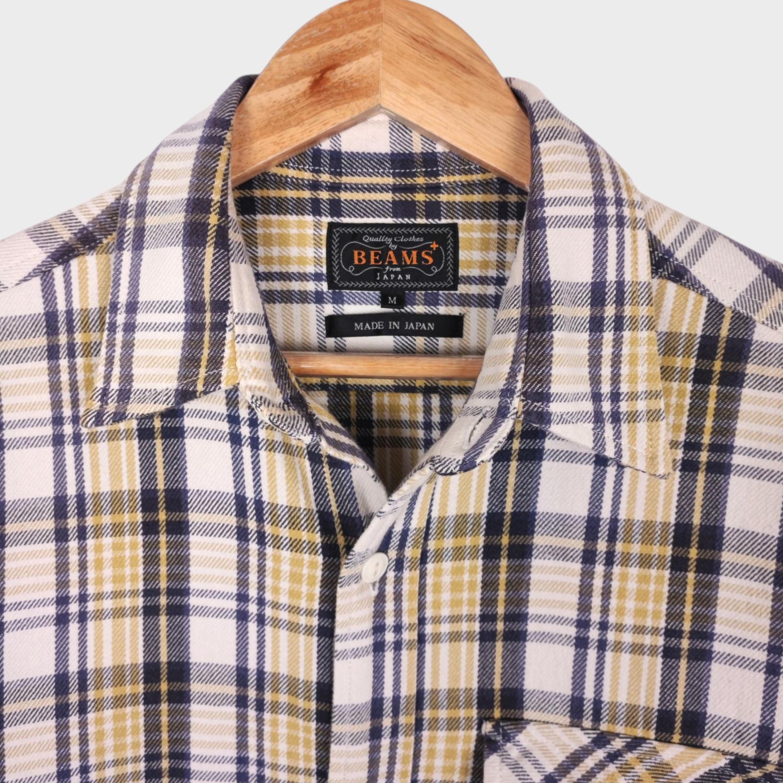 BEAMS PLUS Men's Made in Japan Multicoloured Soft Twill Work Shirt