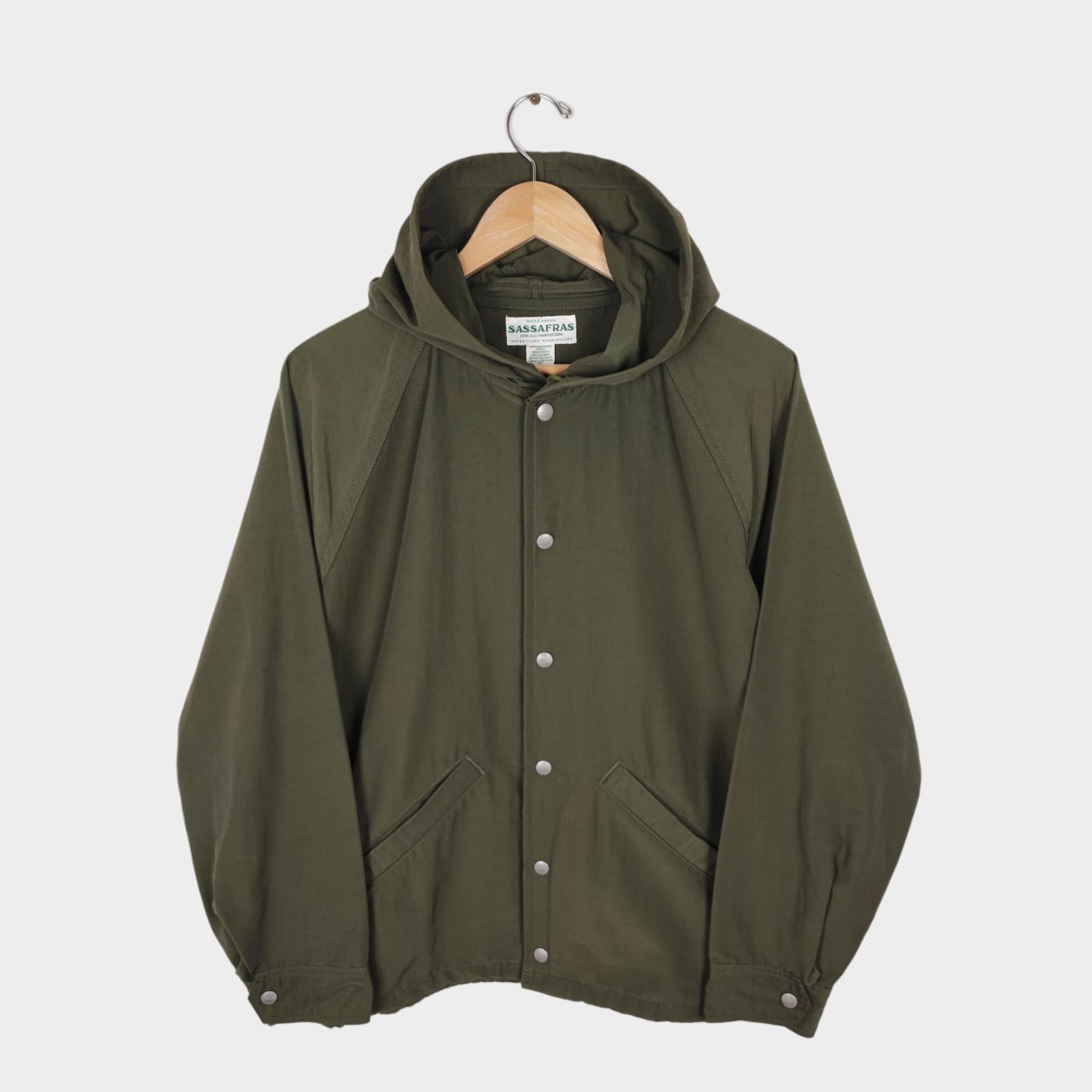 SASSAFRAS Men's Made in Japan Green 60/40 Cotton Nylon Bud Breaker Jacket