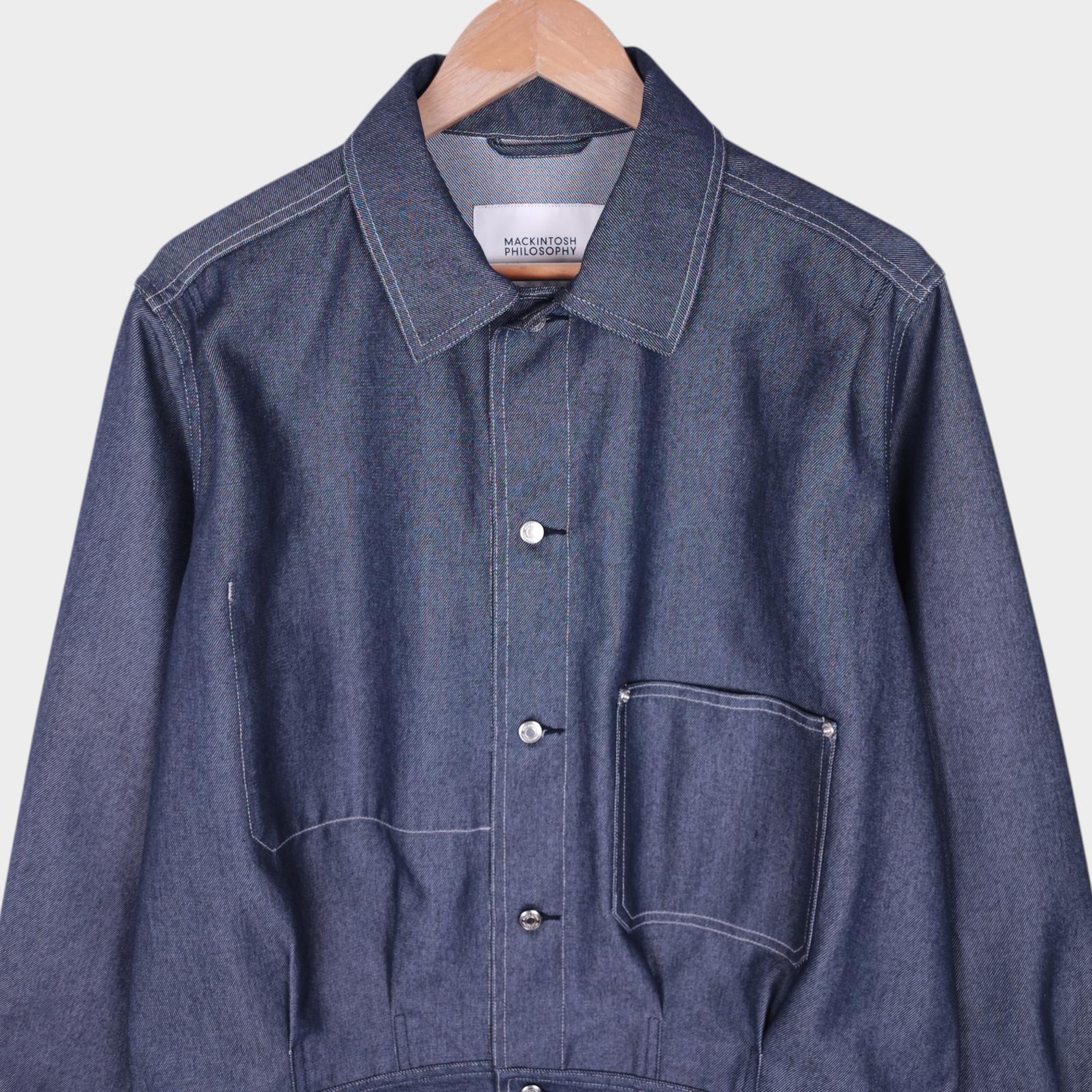 MACKINTOSH PHILOSOPHY Men's Blue Polyester Denim Cropped Jacket