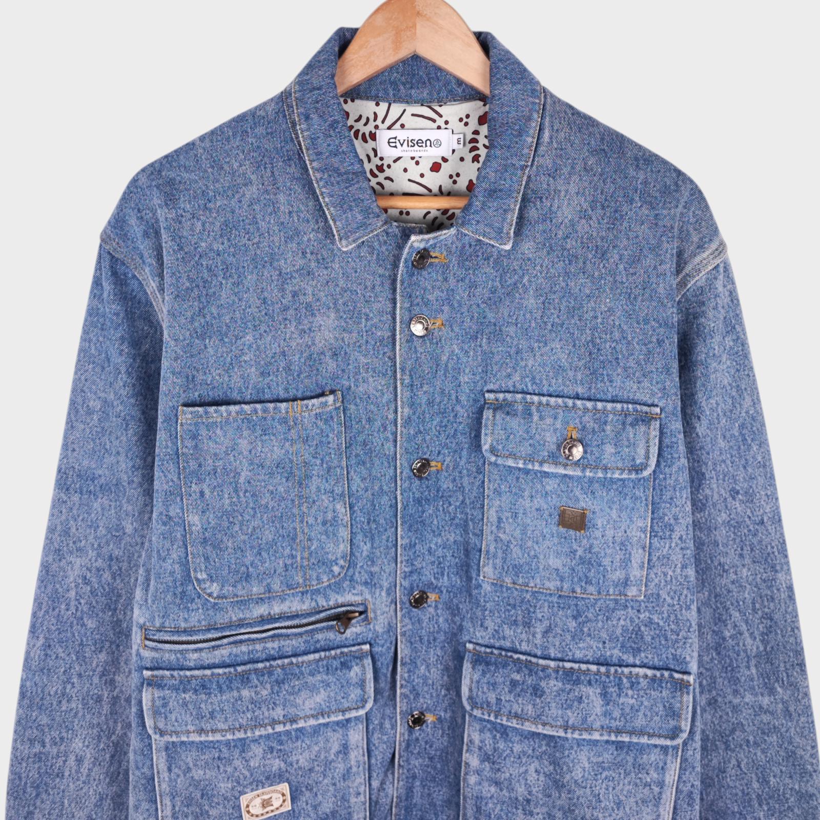 EVISEN SKATEBOARDS Men's Blue Shrimp Denim Chore Jacket