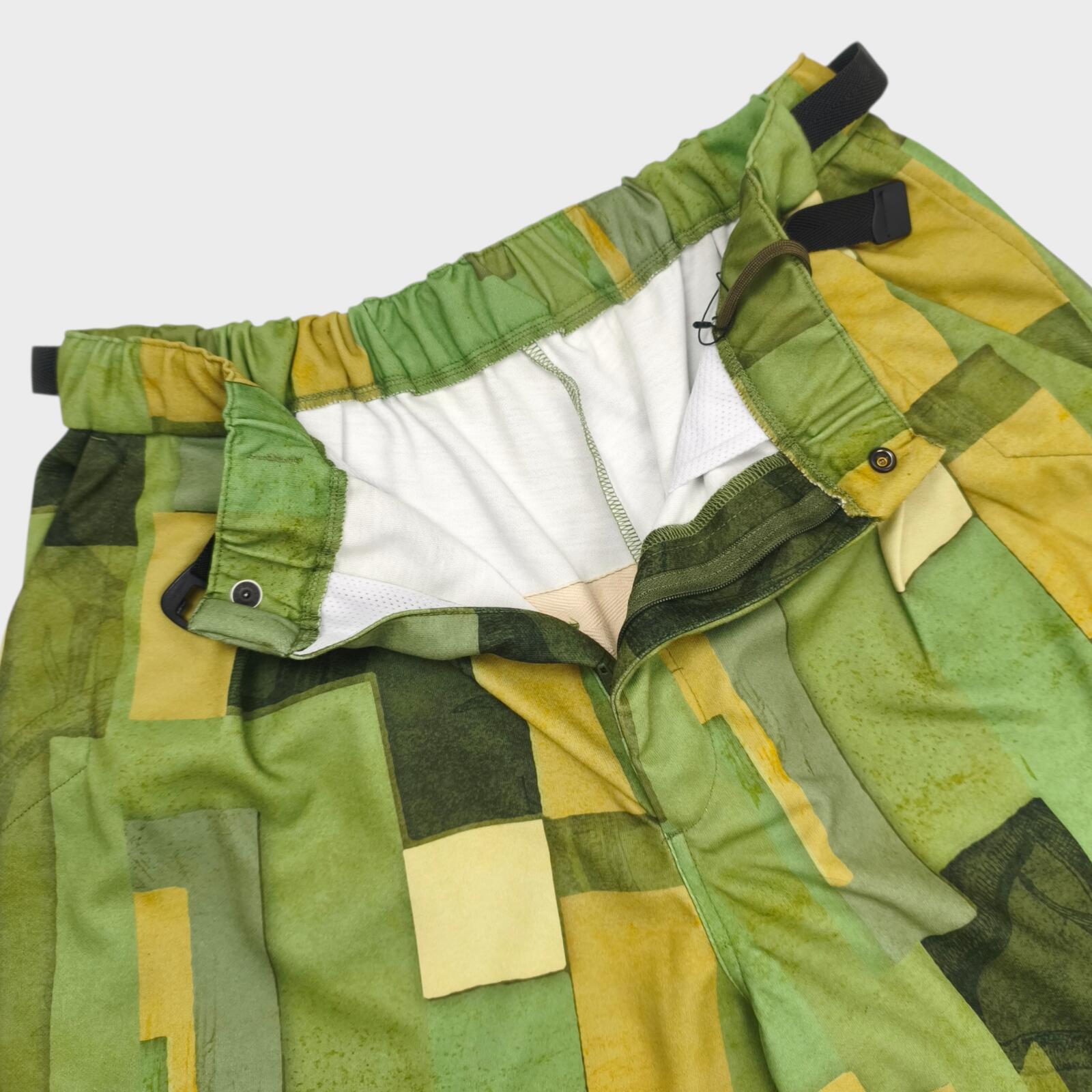 NORBIT BY HIROSHI NOZAWA Men's Green Geometric Print Aloha Shorts