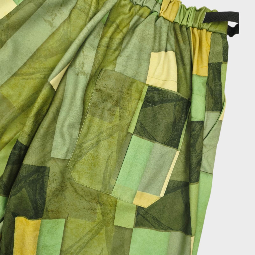 NORBIT BY HIROSHI NOZAWA Men's Green Geometric Print Aloha Shorts