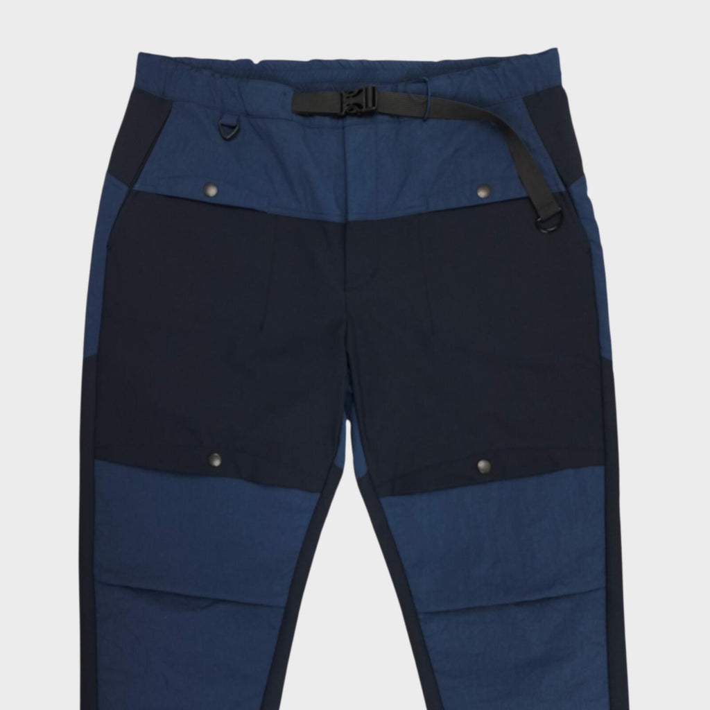 NORBIT BY HIROSHI NOZAWA Men's Navy Blue Hike Wide Tapered Cargo Trousers