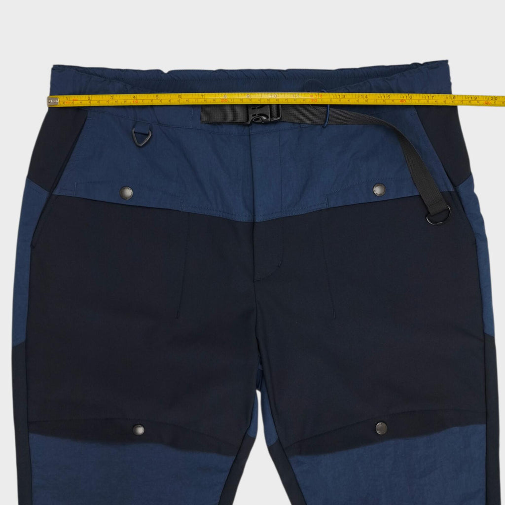 NORBIT BY HIROSHI NOZAWA Men's Navy Blue Hike Wide Tapered Cargo Trousers