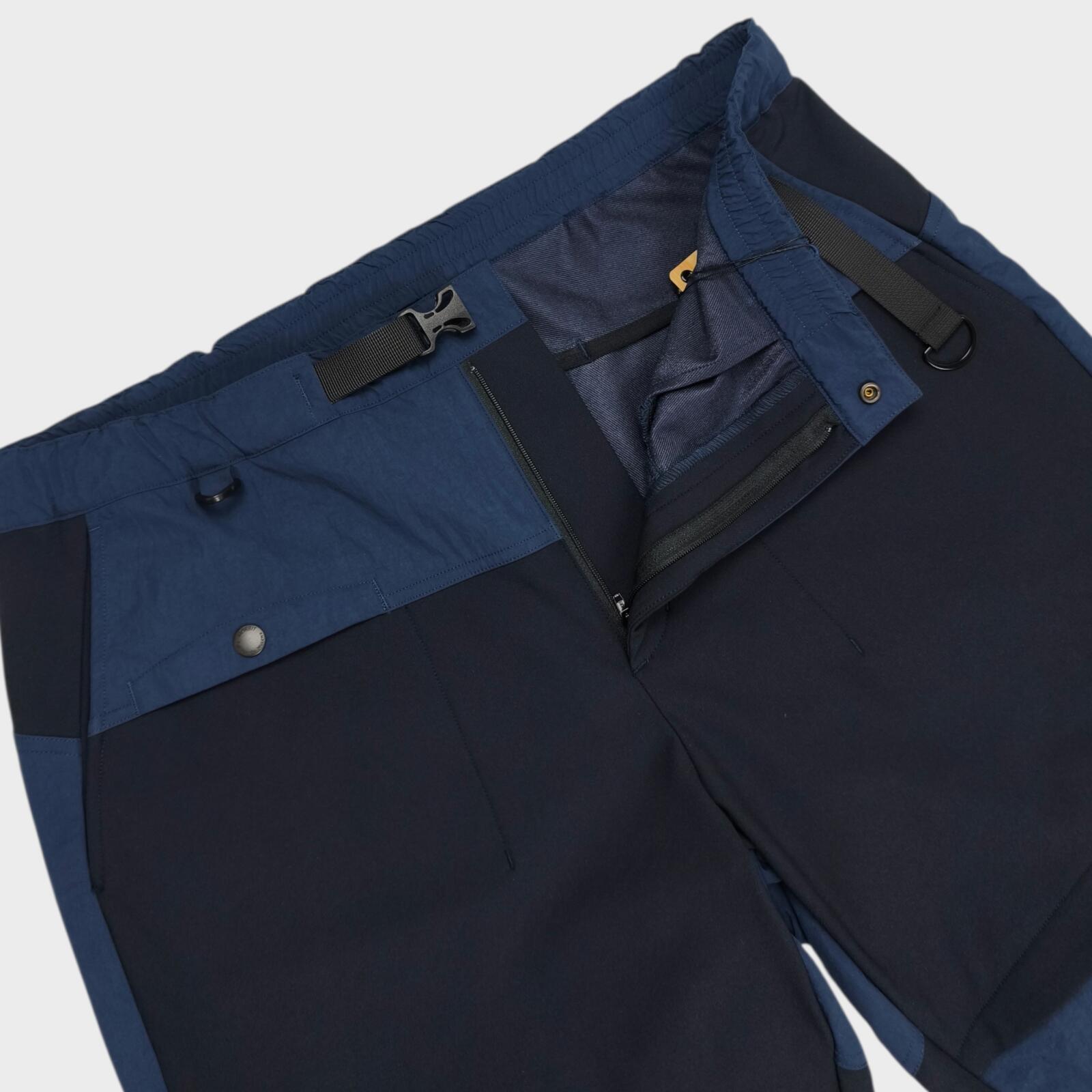 NORBIT BY HIROSHI NOZAWA Men's Navy Blue Hike Wide Tapered Cargo Trousers