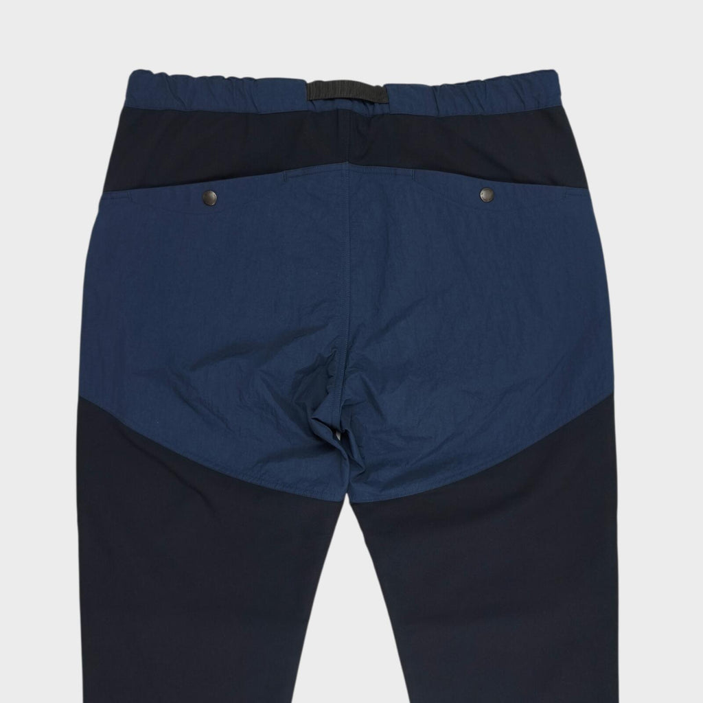 NORBIT BY HIROSHI NOZAWA Men's Navy Blue Hike Wide Tapered Cargo Trousers